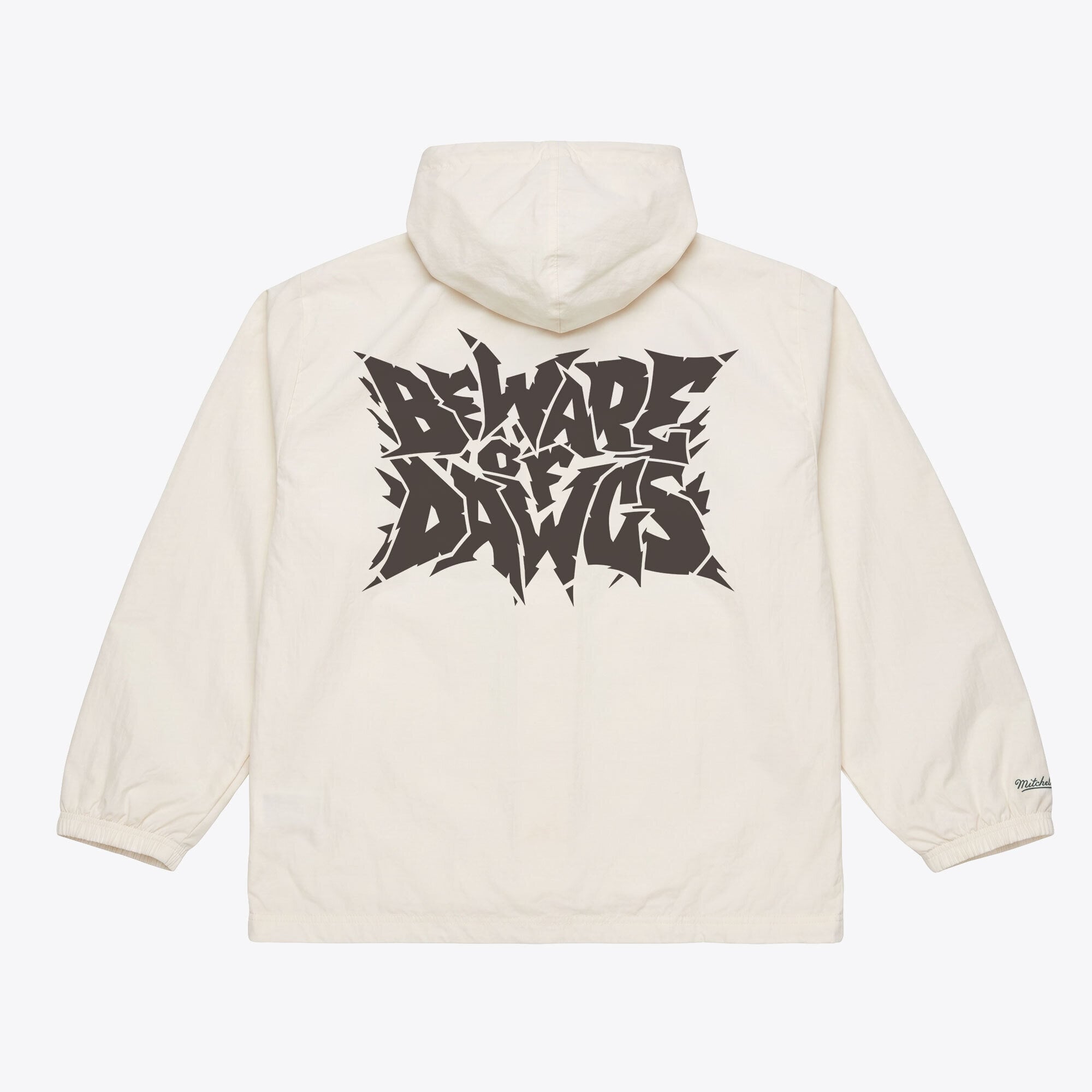 Men's Mitchell & Ness  Cream Cleveland Browns Beware of the Dawgs Coaches Hooded Jacket
