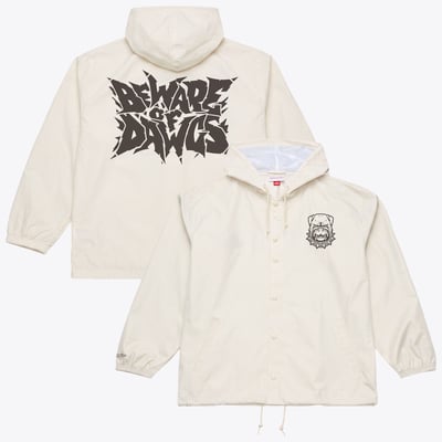  Cleveland Browns Mitchell & Ness Beware of the Dawgs Coaches Hoodie - Cream