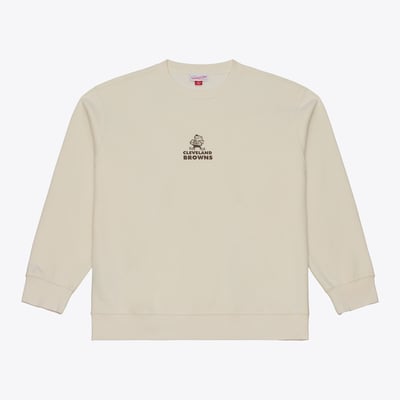 Cleveland Browns Mitchell & Ness Core Essentials Micro Logo Fleece Sweatshirt - Cream
