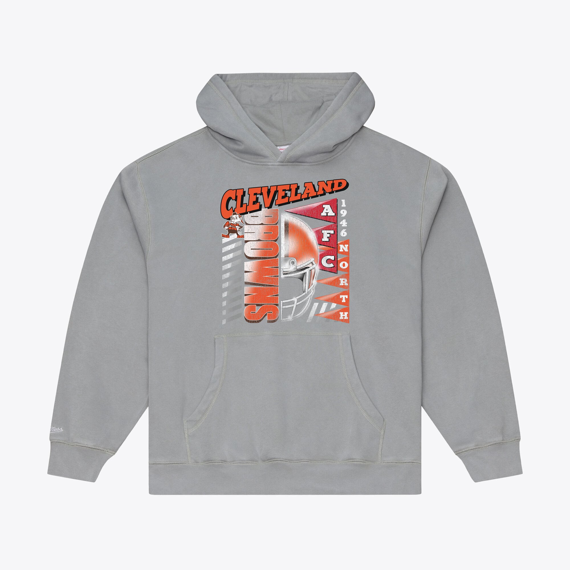 Men's Mitchell & Ness Gray Cleveland Browns Core Essentials Street Graphic Fleece Hoodie