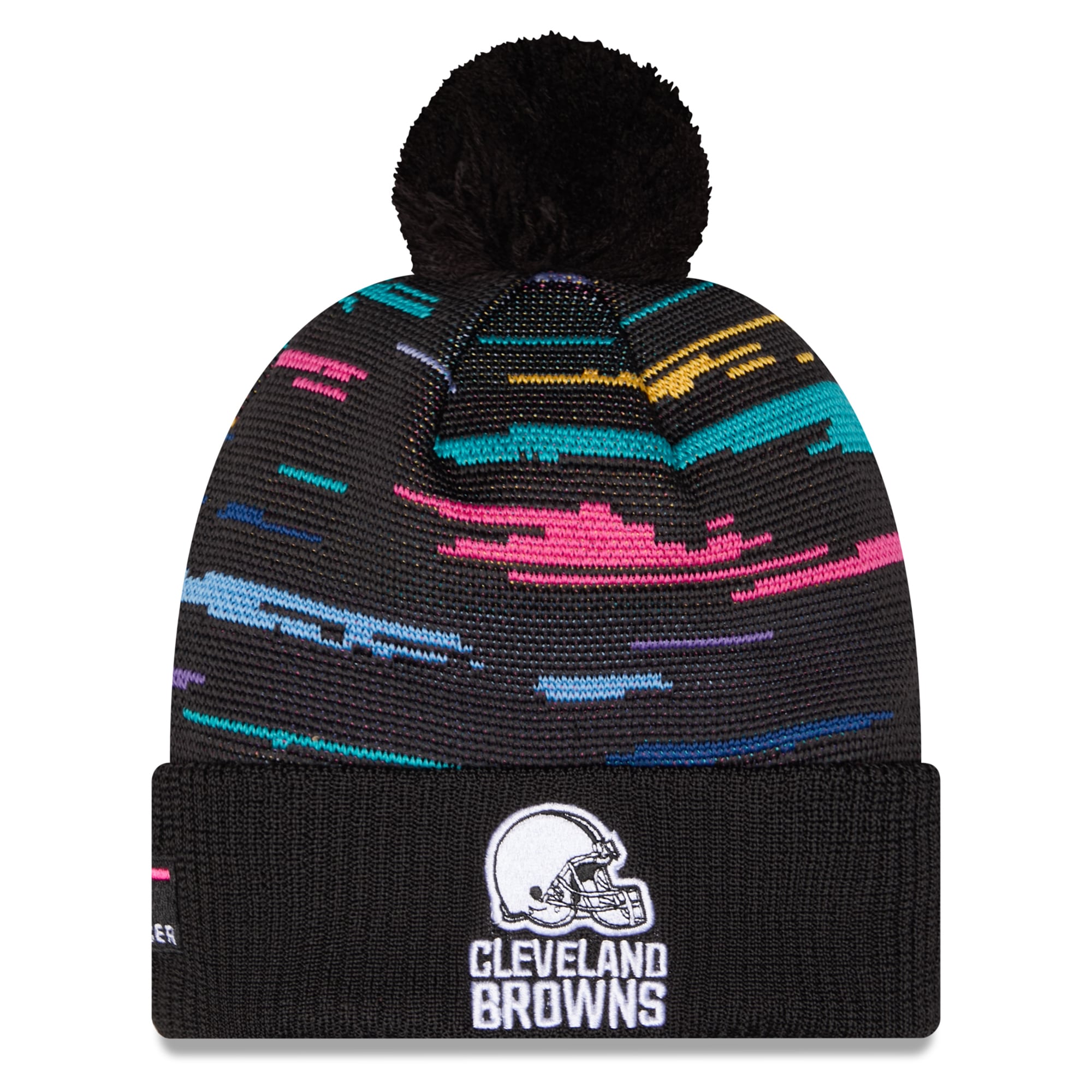 Men's New Era Black Cleveland Browns 2026 NFL Crucial Catch Cuffed Knit Hat with Pom