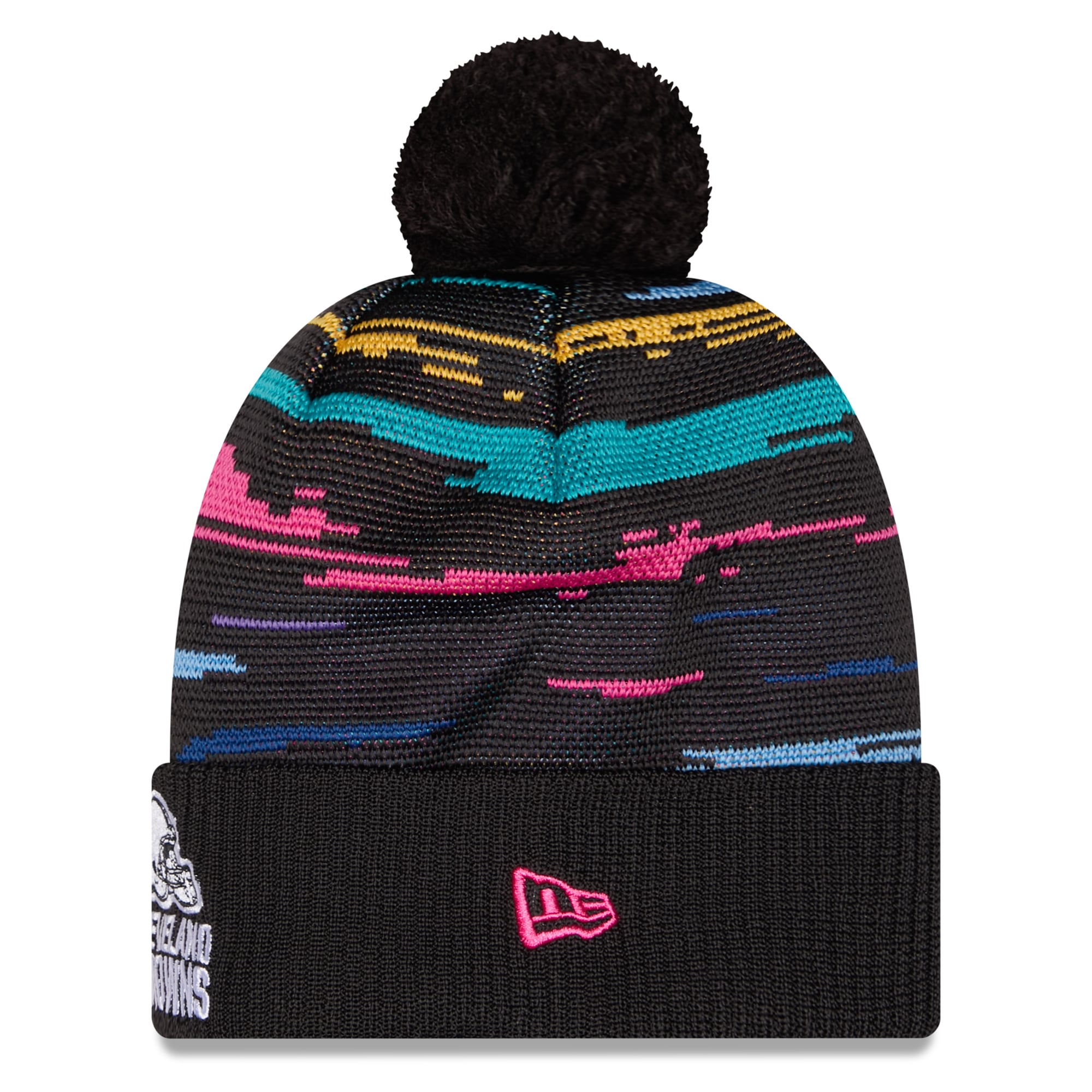 Men's New Era Black Cleveland Browns 2026 NFL Crucial Catch Cuffed Knit Hat with Pom