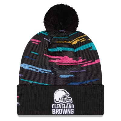 Cleveland Browns New Era 2026 NFL Crucial Catch Cuffed Knit Hat with Pom - Black