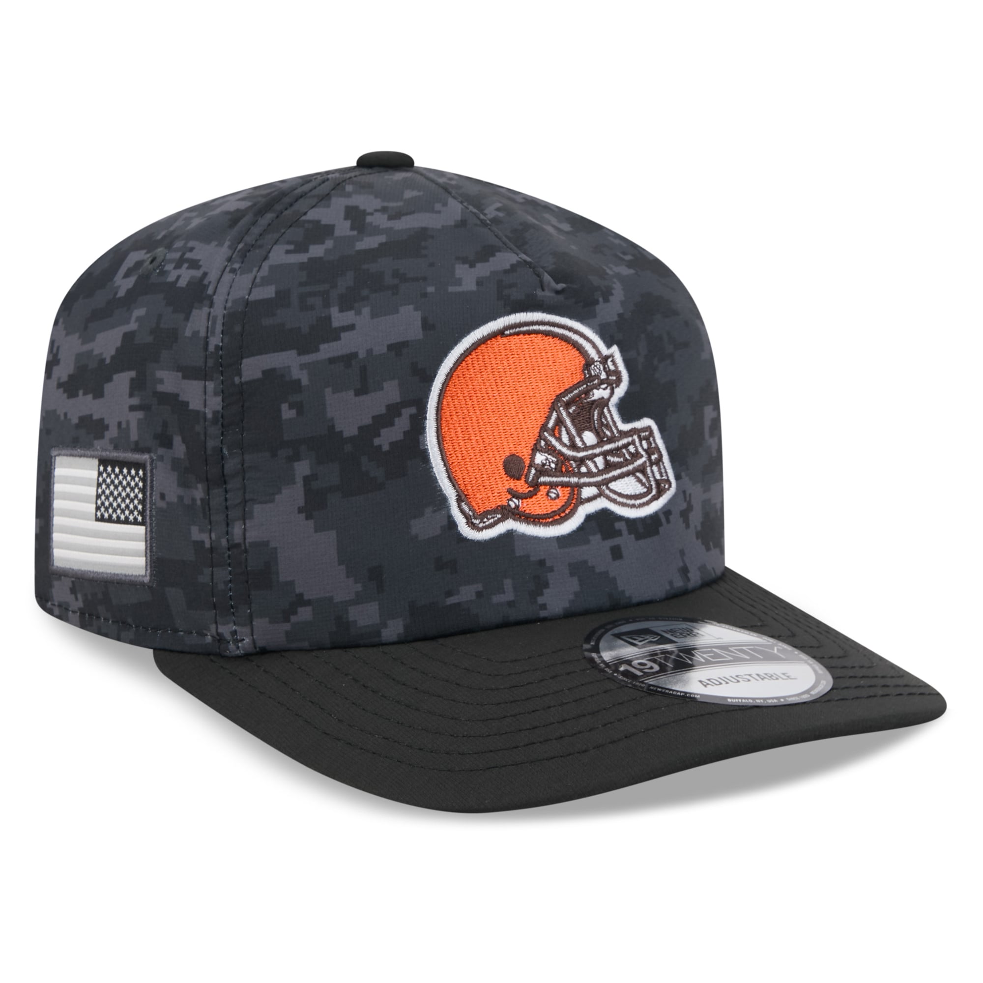 Casquette ajustable New Era noire Cleveland Browns 2026 Salute To Service 19TWENTY pour homme