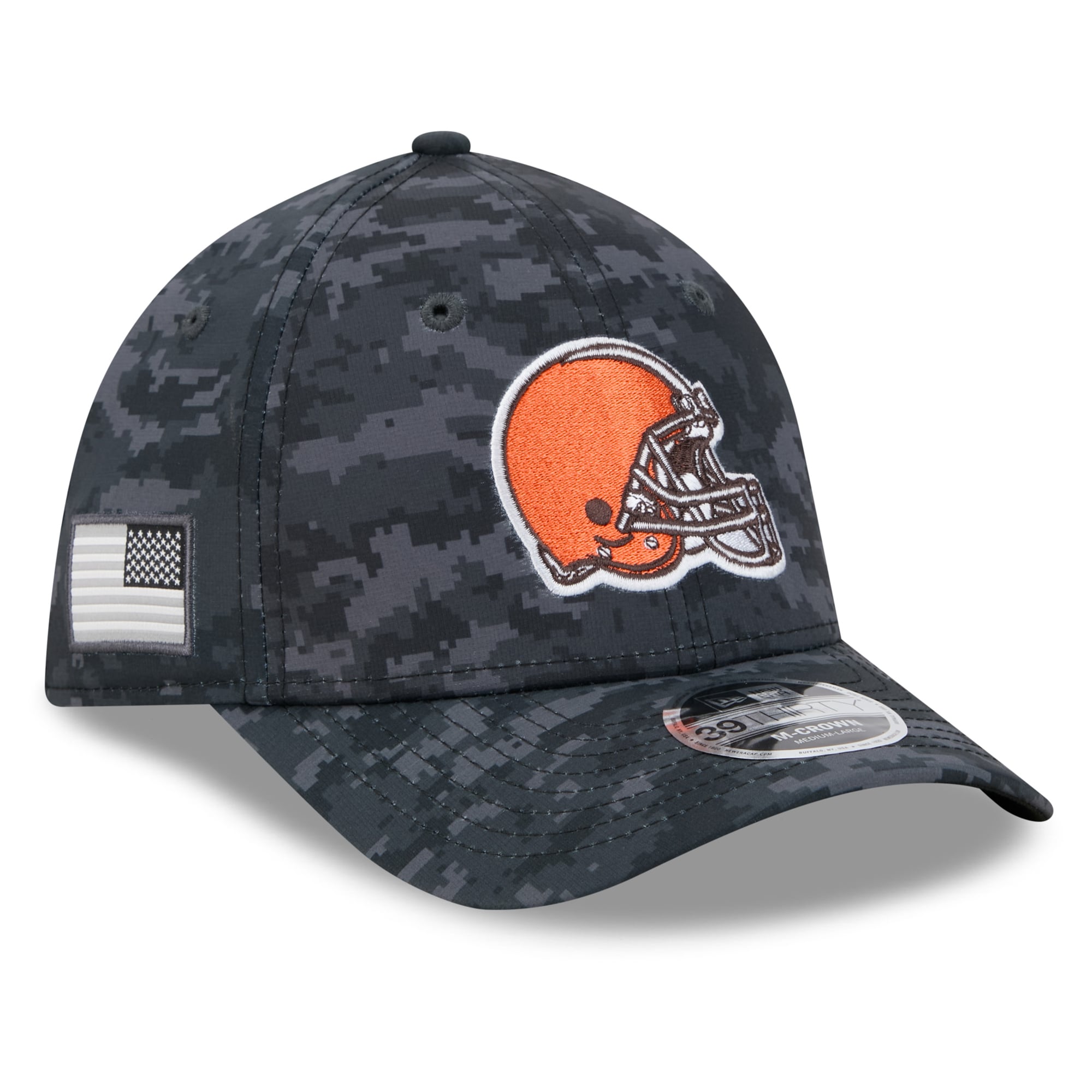 Casquette extensible New Era noire Cleveland Browns 2026 Salute To Service 39THIRTY M-Crown pour homme