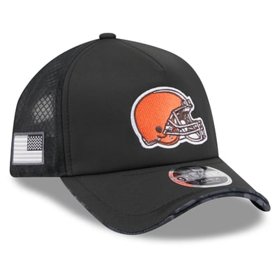 Cleveland Browns New Era 2026 Salute To Service Apex 9FORTY Adjustable Trucker Hat - Black