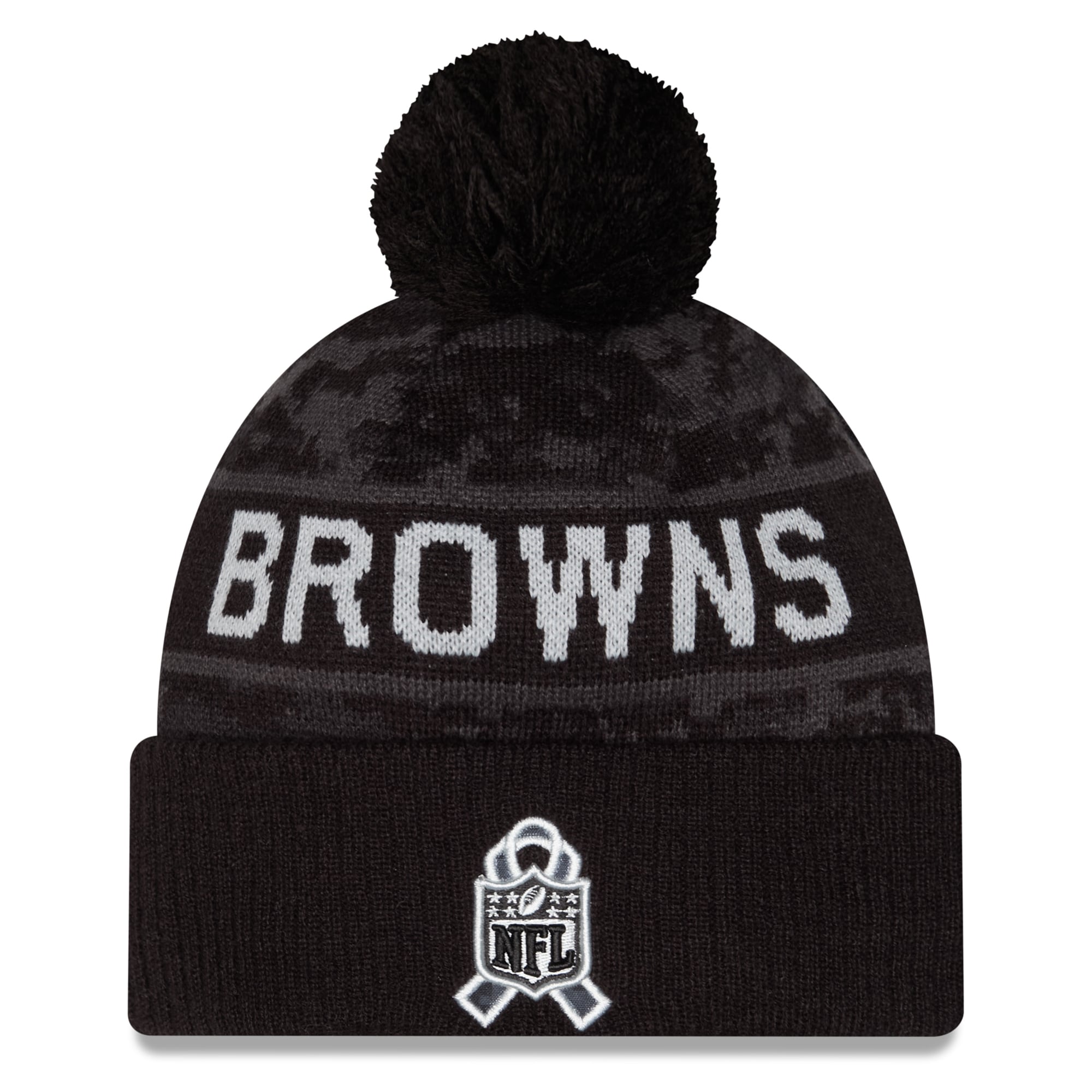 Bonnet à revers New Era noir pour homme, Cleveland Browns 2026 Salute To Service, avec pompon
