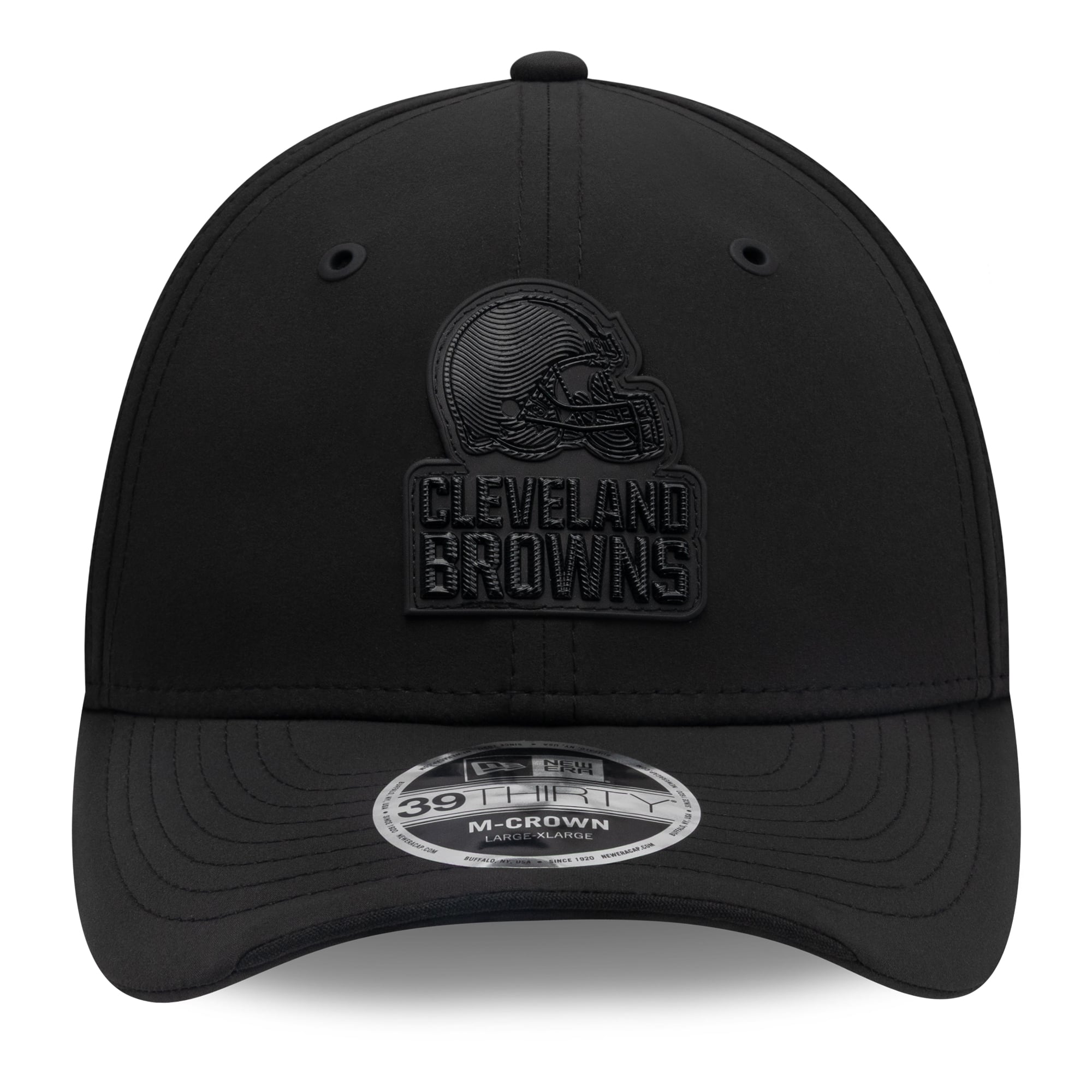 Casquette extensible New Era noire Cleveland Browns 2026 Sideline 39THIRTY M-Crown pour homme
