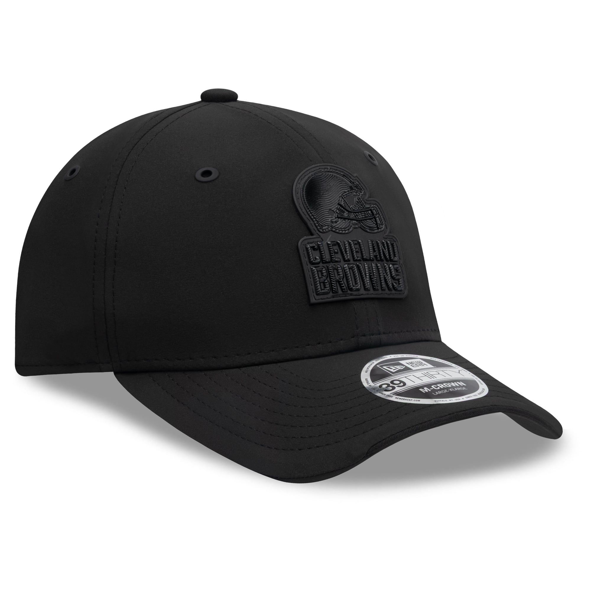 Casquette extensible New Era noire Cleveland Browns 2026 Sideline 39THIRTY M-Crown pour homme