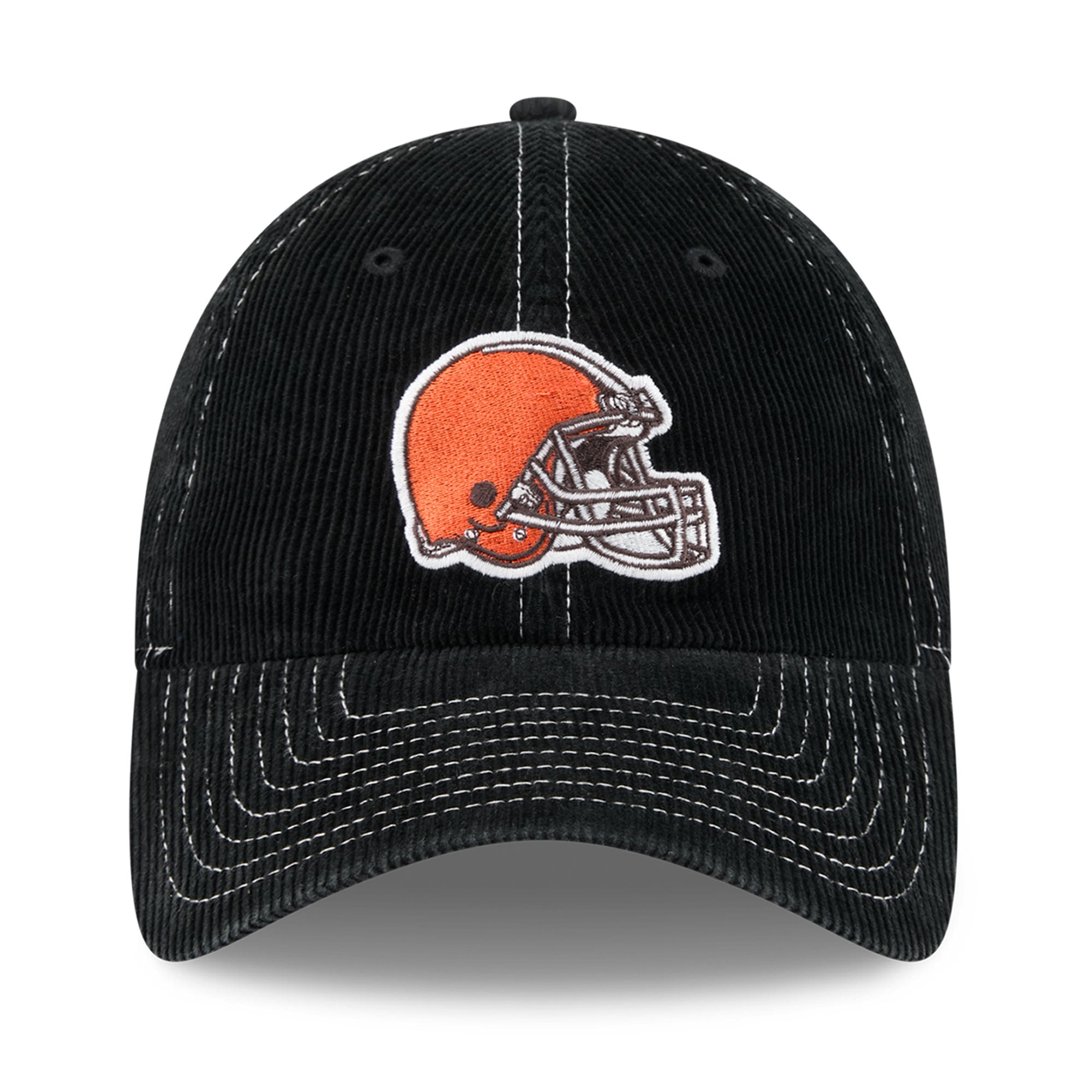 Casquette New Era noire pour homme, Cleveland Browns, en velours côtelé, style classique décontracté et ajustable