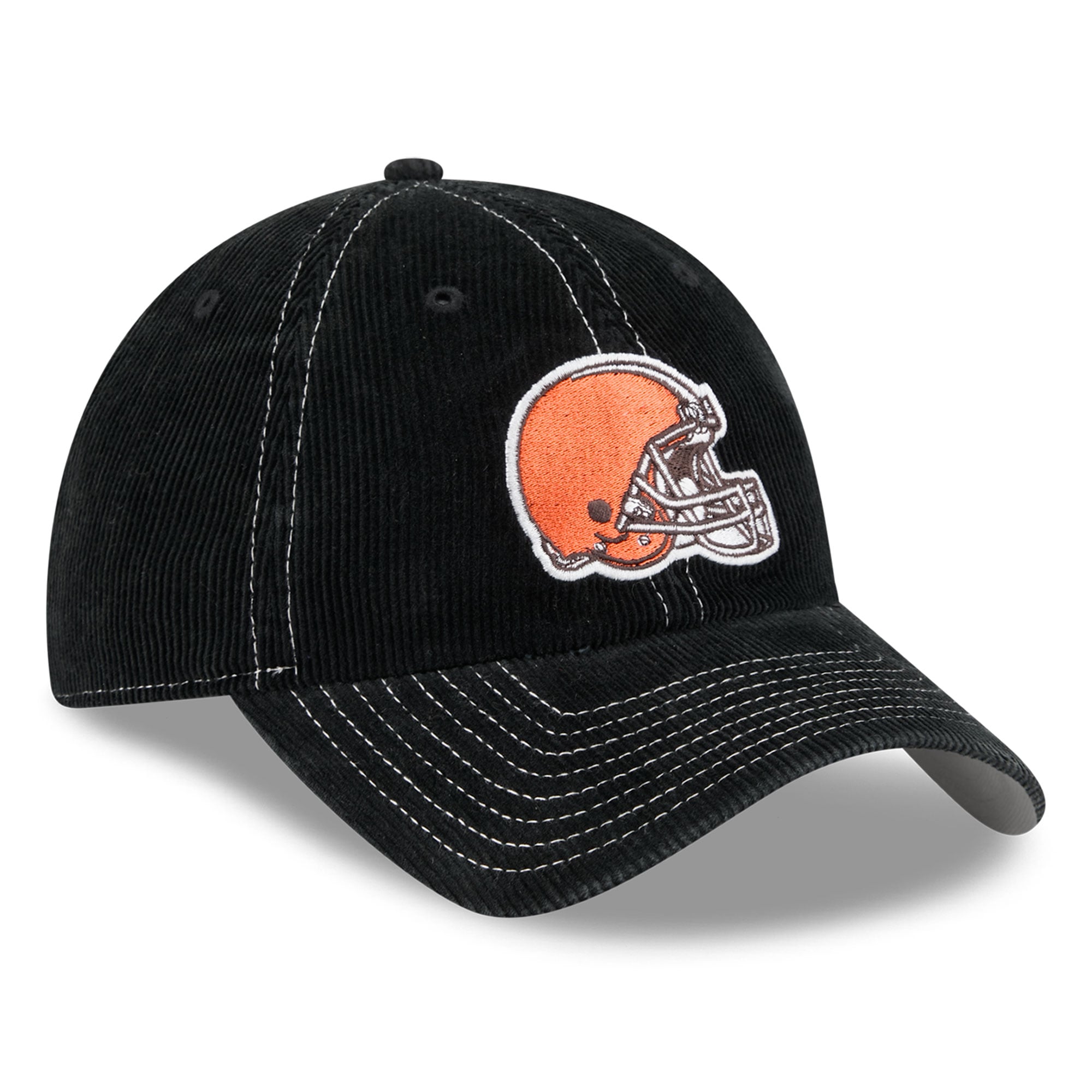 Casquette New Era noire pour homme, Cleveland Browns, en velours côtelé, style classique décontracté et ajustable