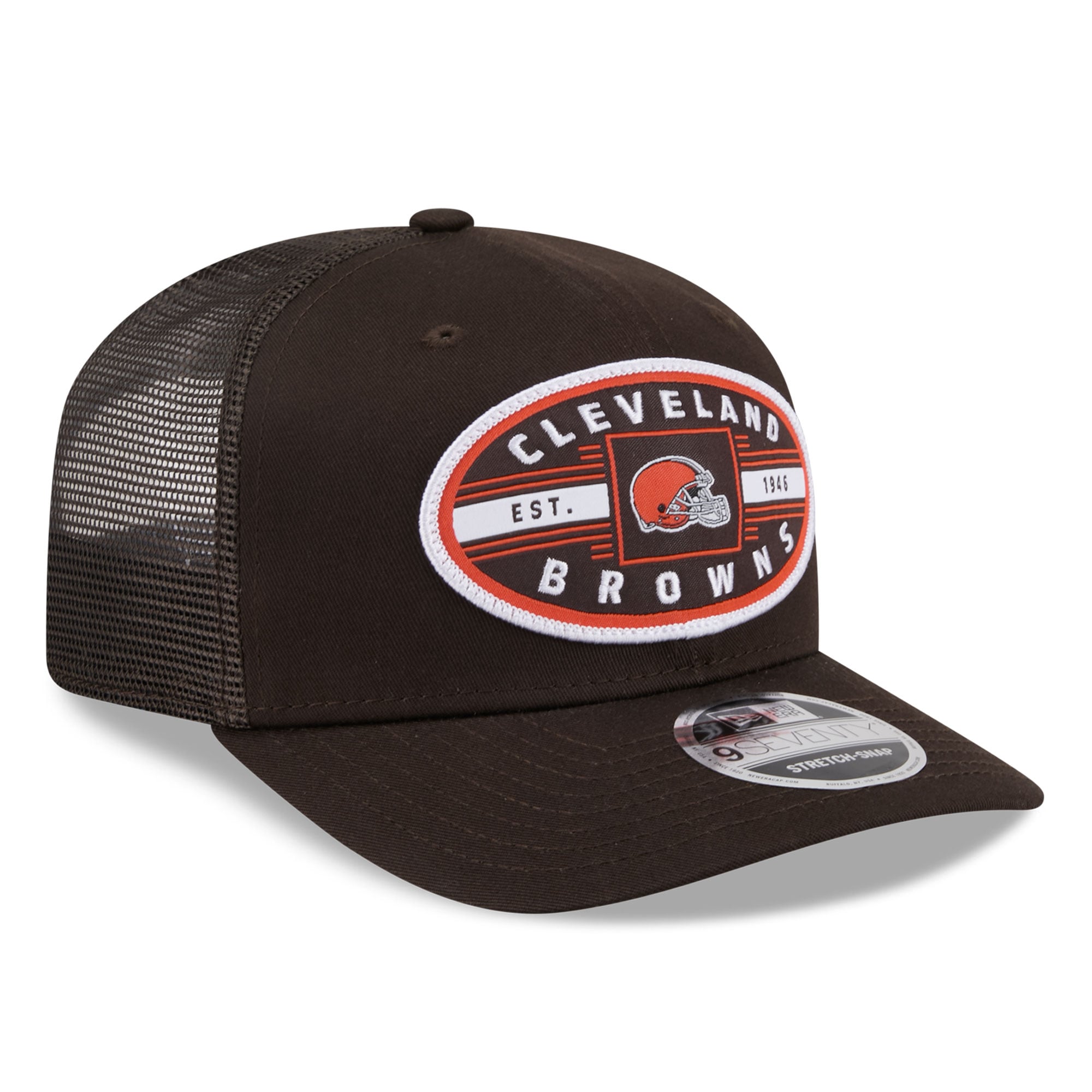 Casquette trucker New Era marron Cleveland Browns Collegiate 9SEVENTY pour homme