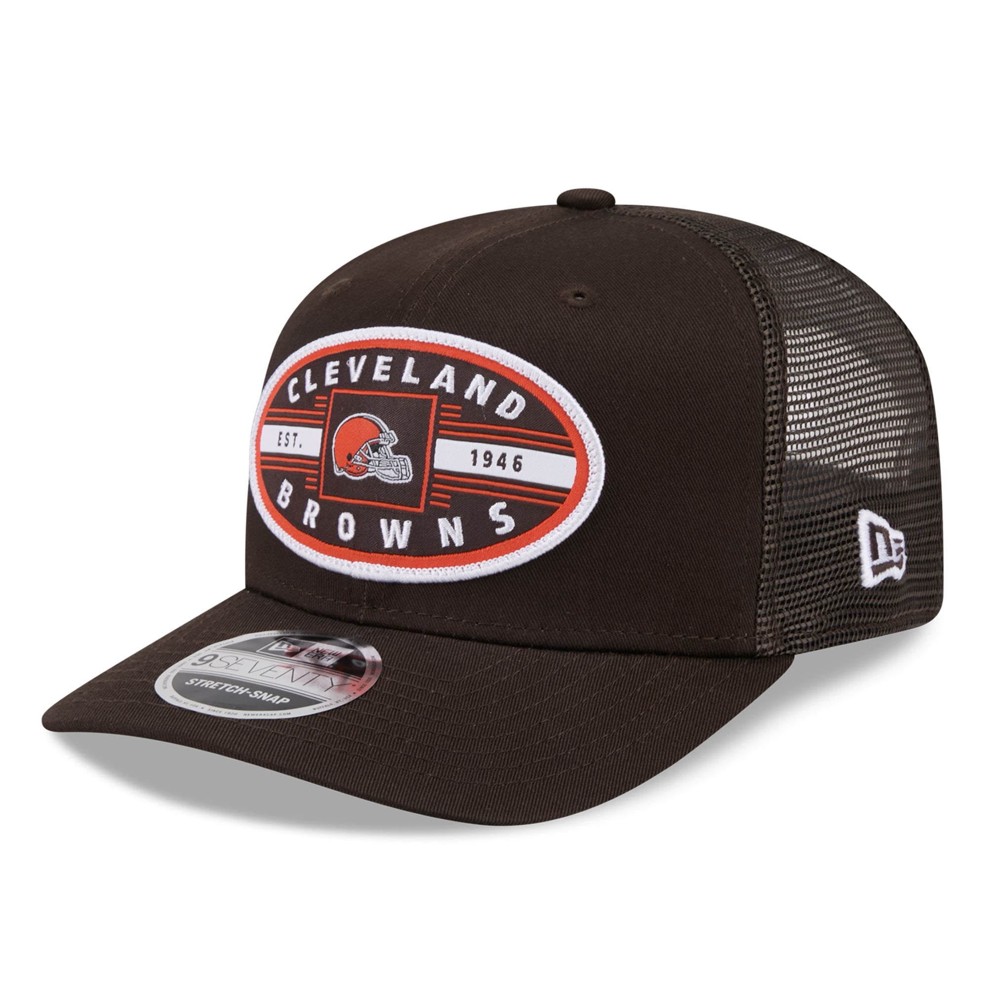 Casquette trucker New Era marron Cleveland Browns Collegiate 9SEVENTY pour homme