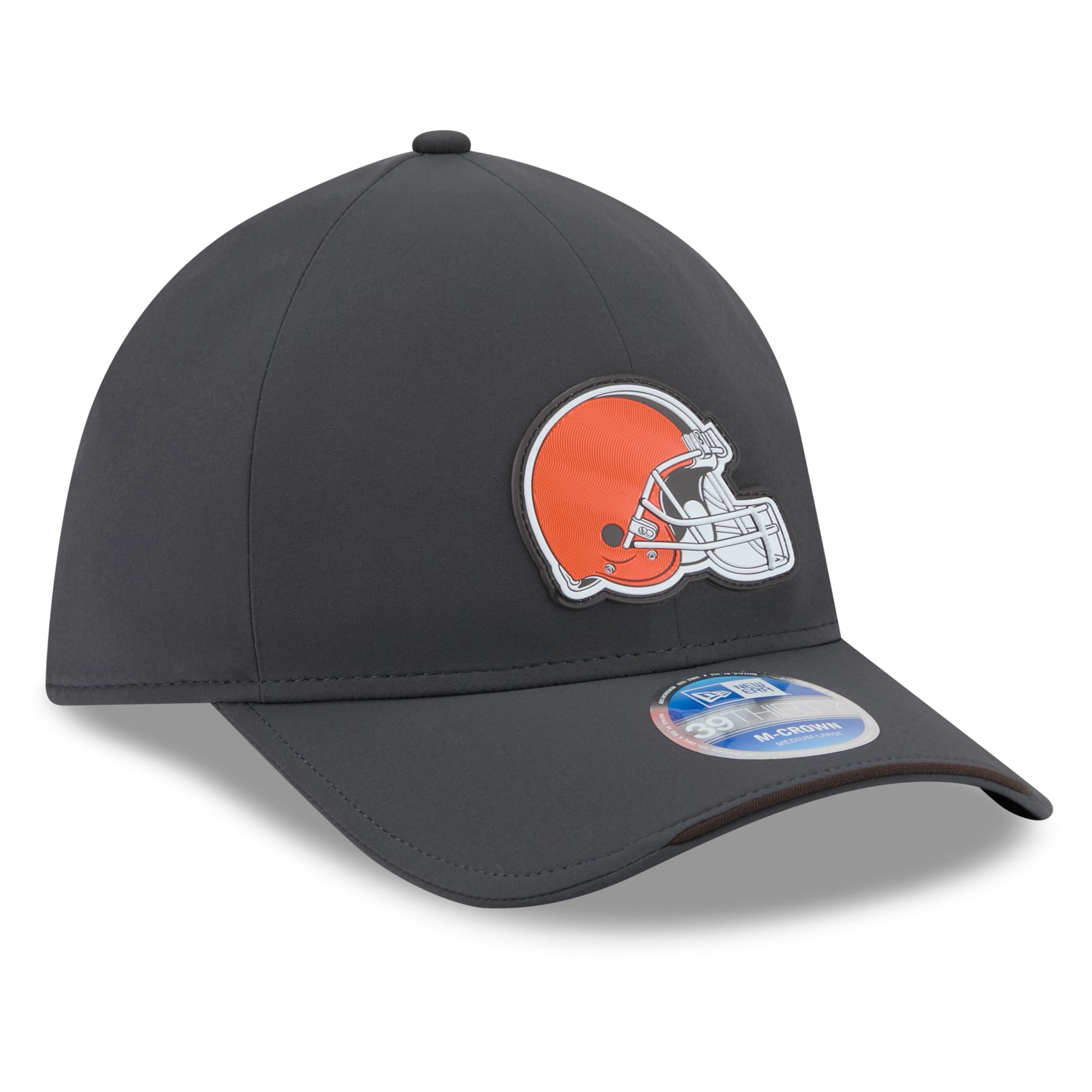 Casquette extensible New Era 39THIRTY M-Crown pour homme, couleur anthracite, Cleveland Browns 2026, idéale les temps froids.