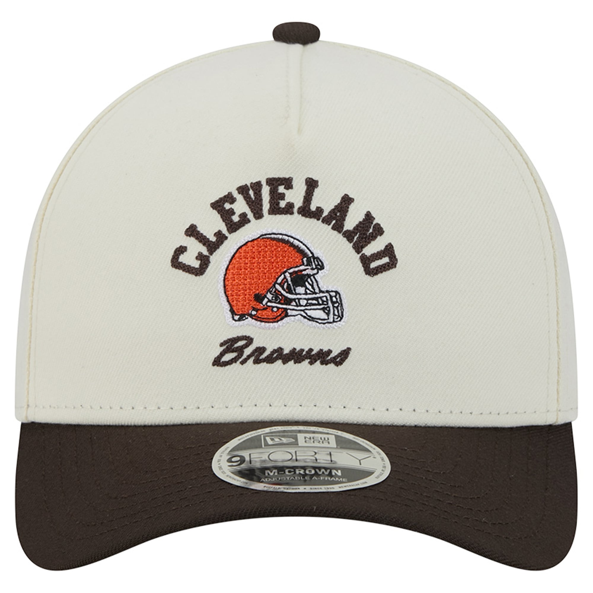 Casquette ajustable New Era crème/marron Cleveland Browns Arch 9FORTY A-Frame M-Crown pour homme
