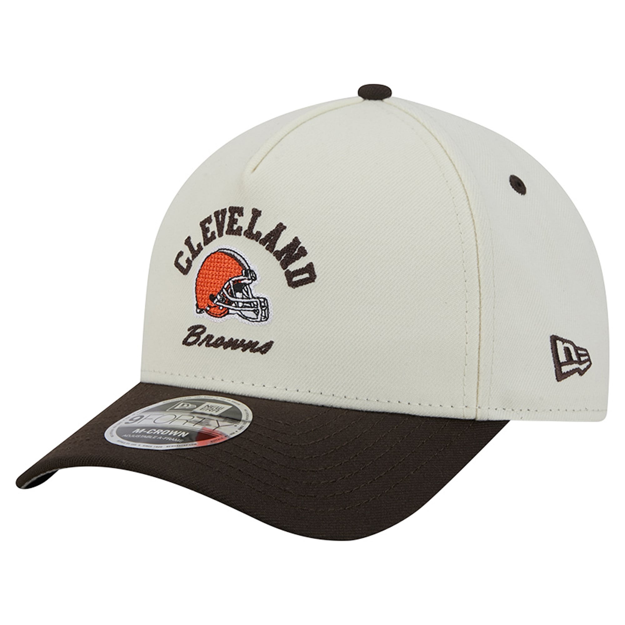 Casquette ajustable New Era crème/marron Cleveland Browns Arch 9FORTY A-Frame M-Crown pour homme
