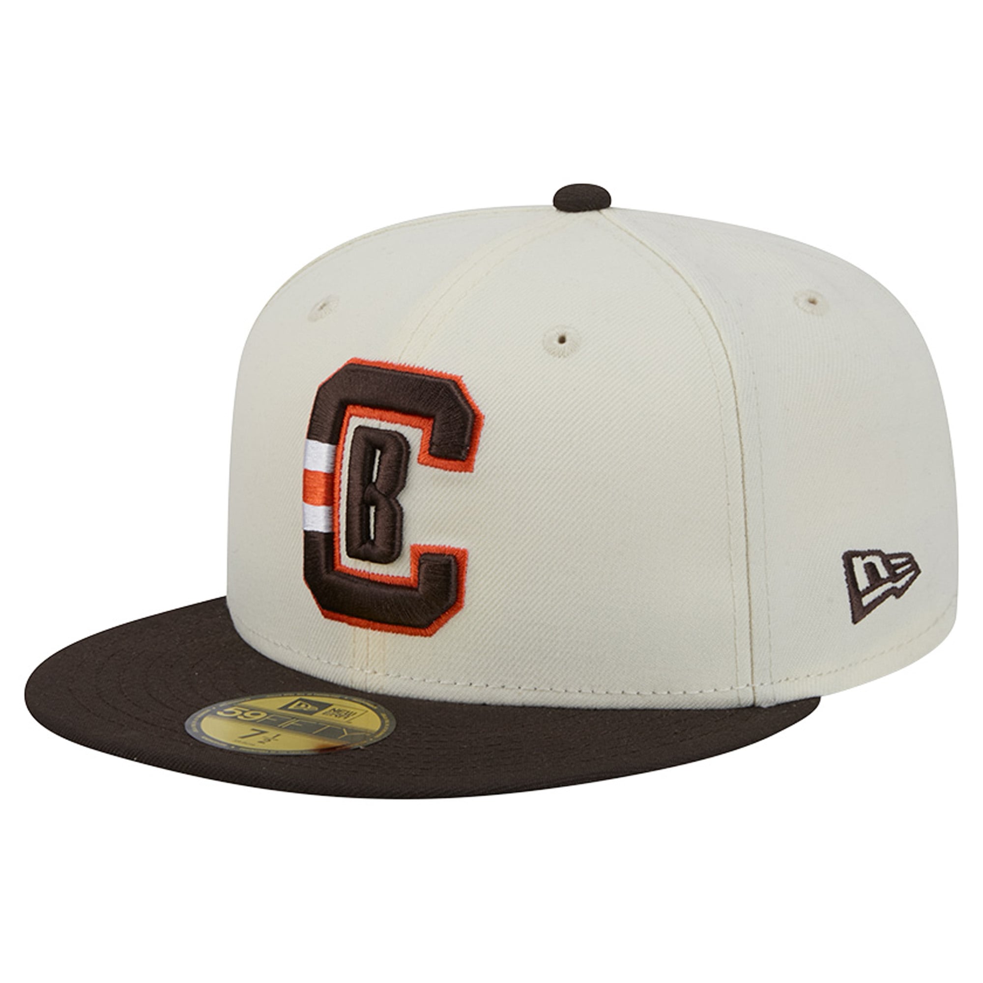Casquette ajustée New Era Deceptor 59FIFTY pour homme, couleur crème/marron, Cleveland Browns