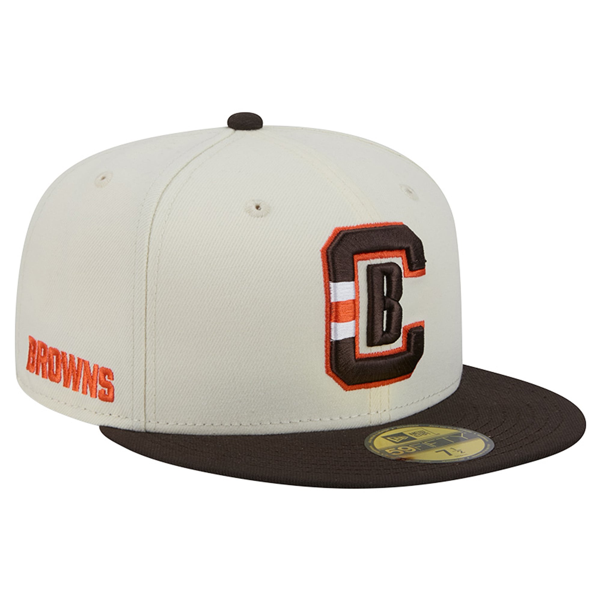 Casquette ajustée New Era Deceptor 59FIFTY pour homme, couleur crème/marron, Cleveland Browns