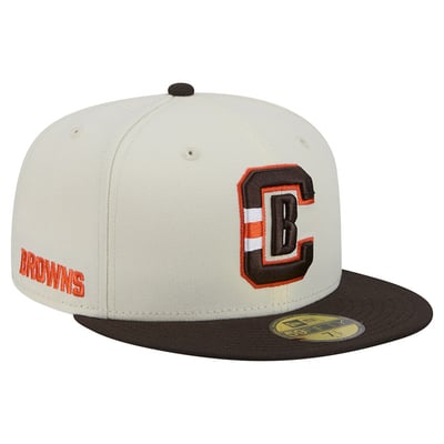 Cleveland Browns New Era Deceptor 59FIFTY Fitted Hat - Cream/Brown
