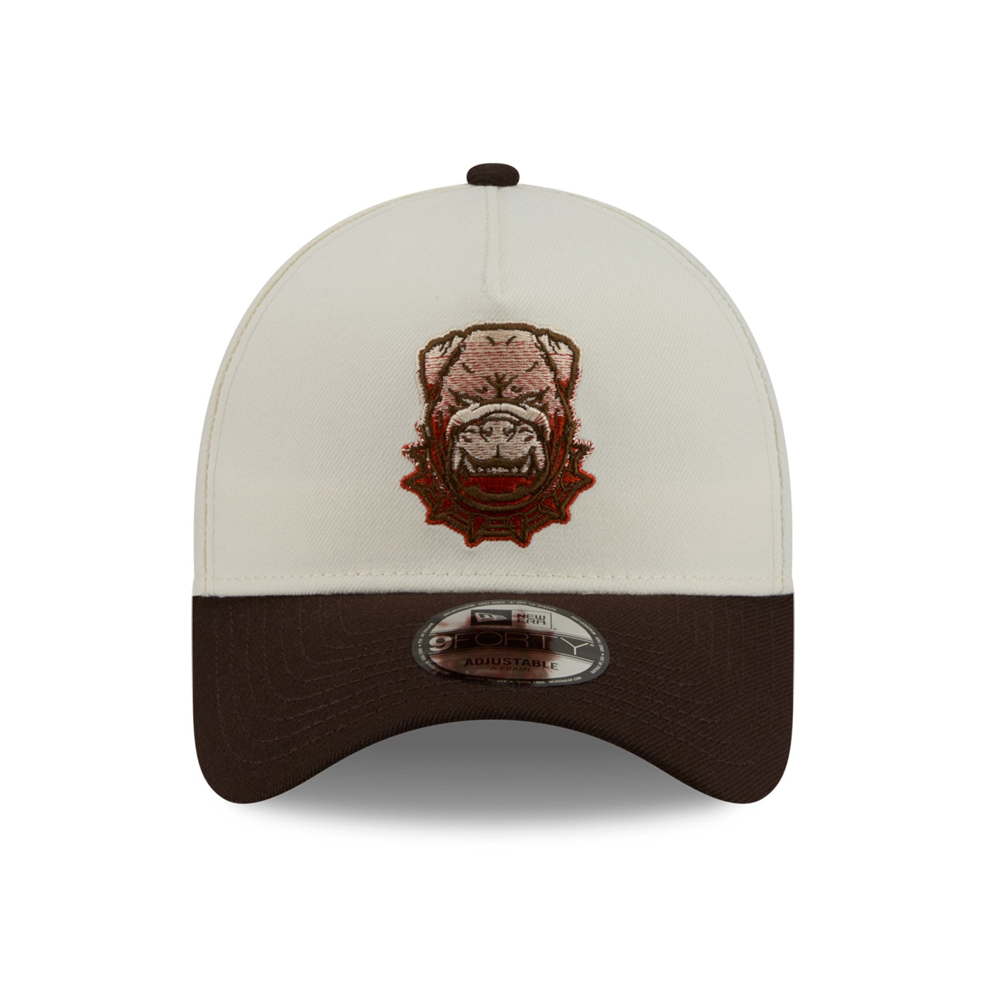 Men's New Era Cream/Brown Cleveland Browns Pumpkin Spice A-Frame 9FORTY Adjustable Hat