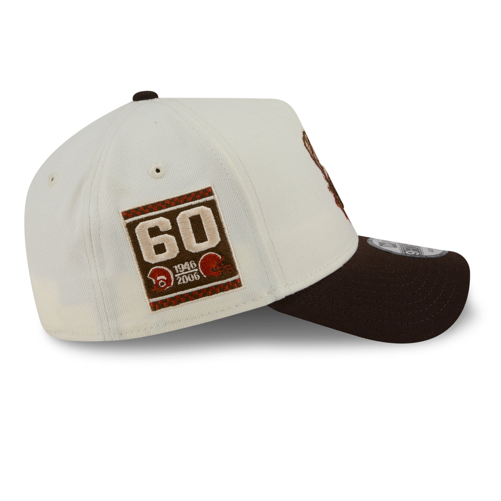 Men's New Era Cream/Brown Cleveland Browns Pumpkin Spice A-Frame 9FORTY Adjustable Hat