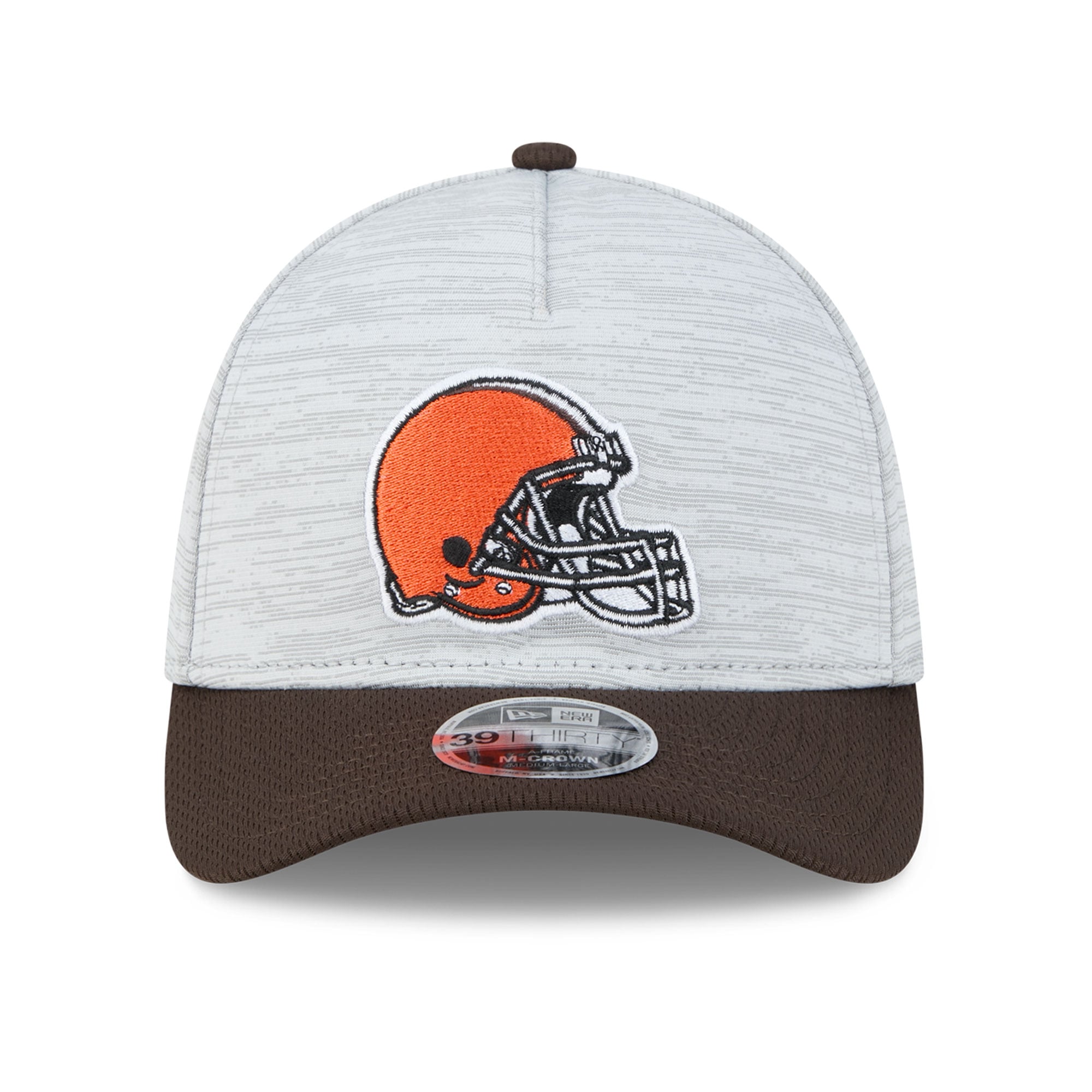 Men's New Era Gray/Brown Cleveland Browns Tech M-Crown A-Frame 39THIRTY Flex Hat