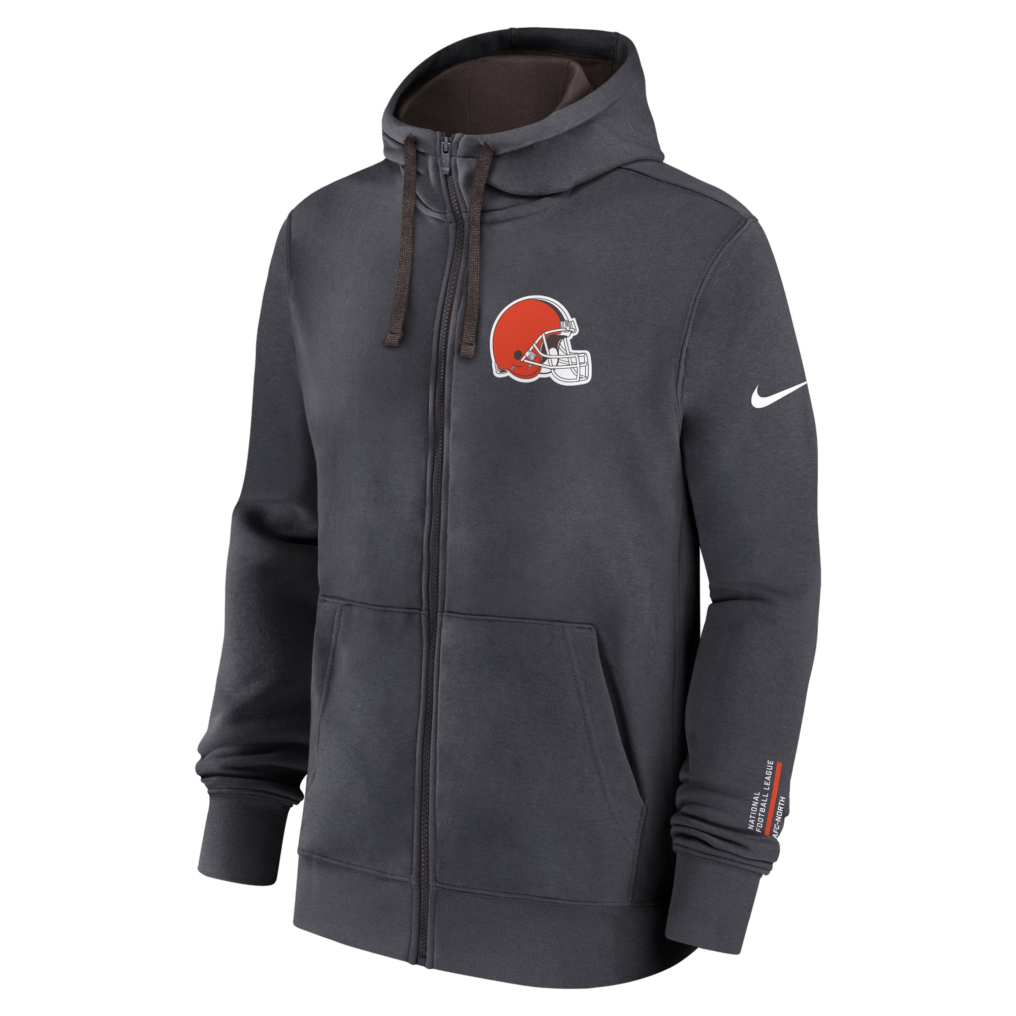 Sweat à capuche Nike anthracite Cleveland Browns Primetime Club entièrement zippé pour homme