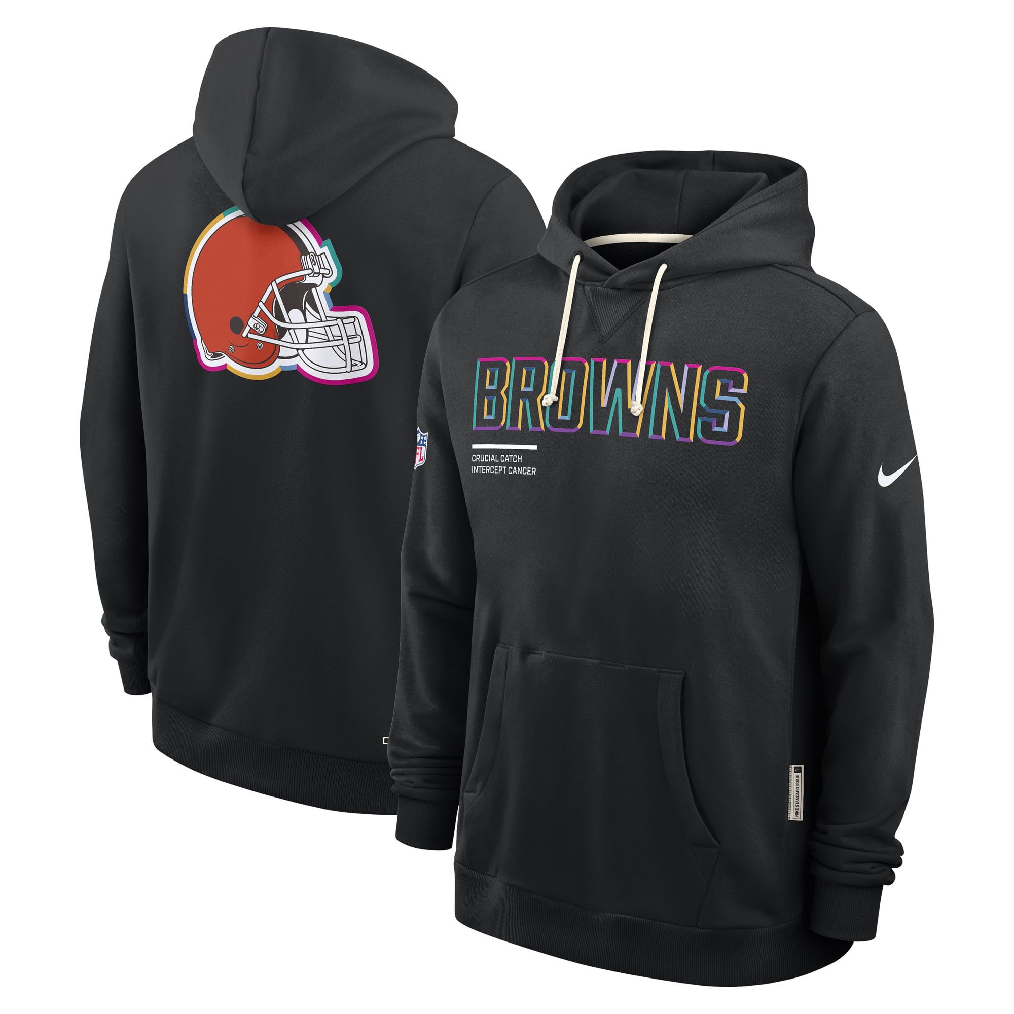 Men's Nike Black Cleveland Browns 2025 NFL Crucial Catch Sideline Standard Issue Dri-FIT Hoodie
