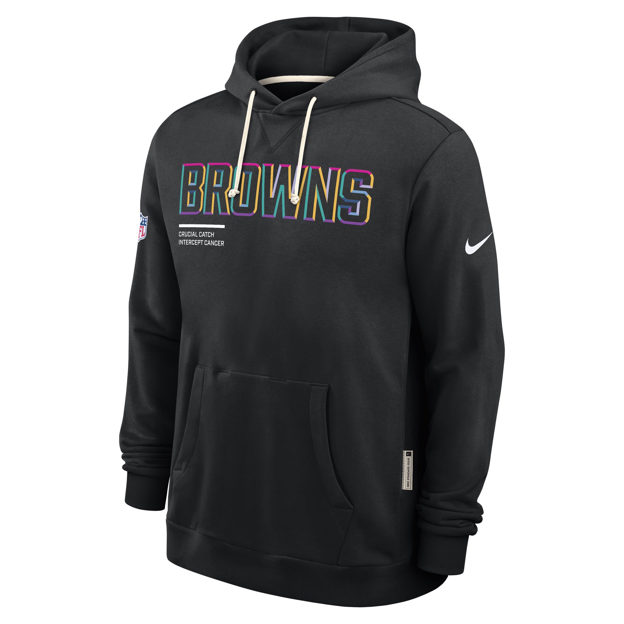 Men's Nike Black Cleveland Browns 2025 NFL Crucial Catch Sideline Standard Issue Dri-FIT Hoodie