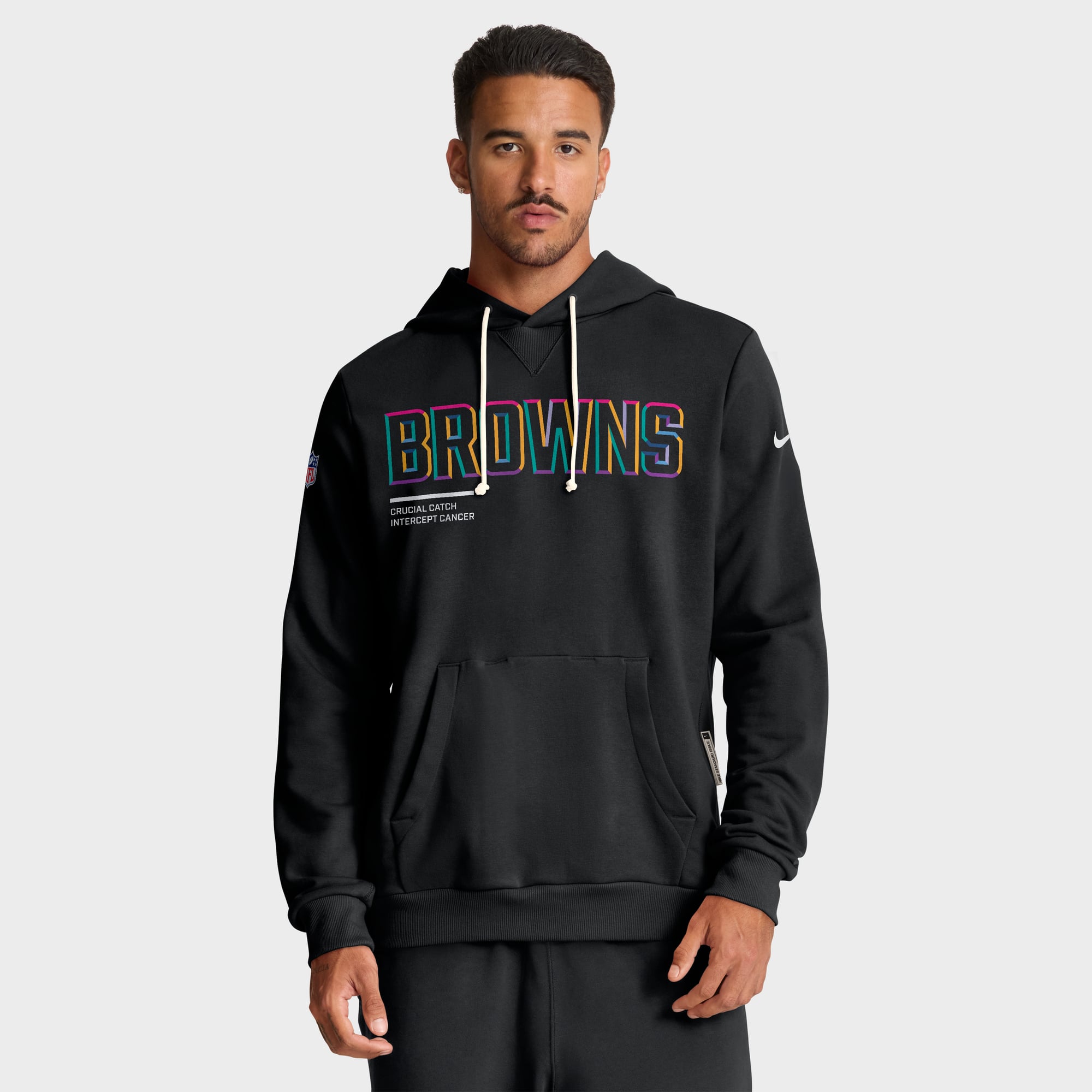 Men's Nike Black Cleveland Browns 2025 NFL Crucial Catch Sideline Standard Issue Dri-FIT Hoodie