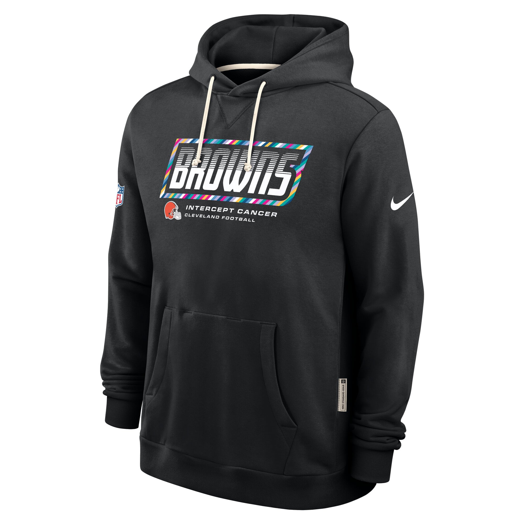 Men's Nike Black Cleveland Browns 2026 NFL Crucial Catch Sideline Standard Issue Dri-FIT Pullover Hoodie