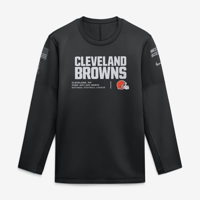  Cleveland Browns Nike 2026 Salute to Service Sideline Coaches Crewneck Therma-FIT Sweatshirt - Black