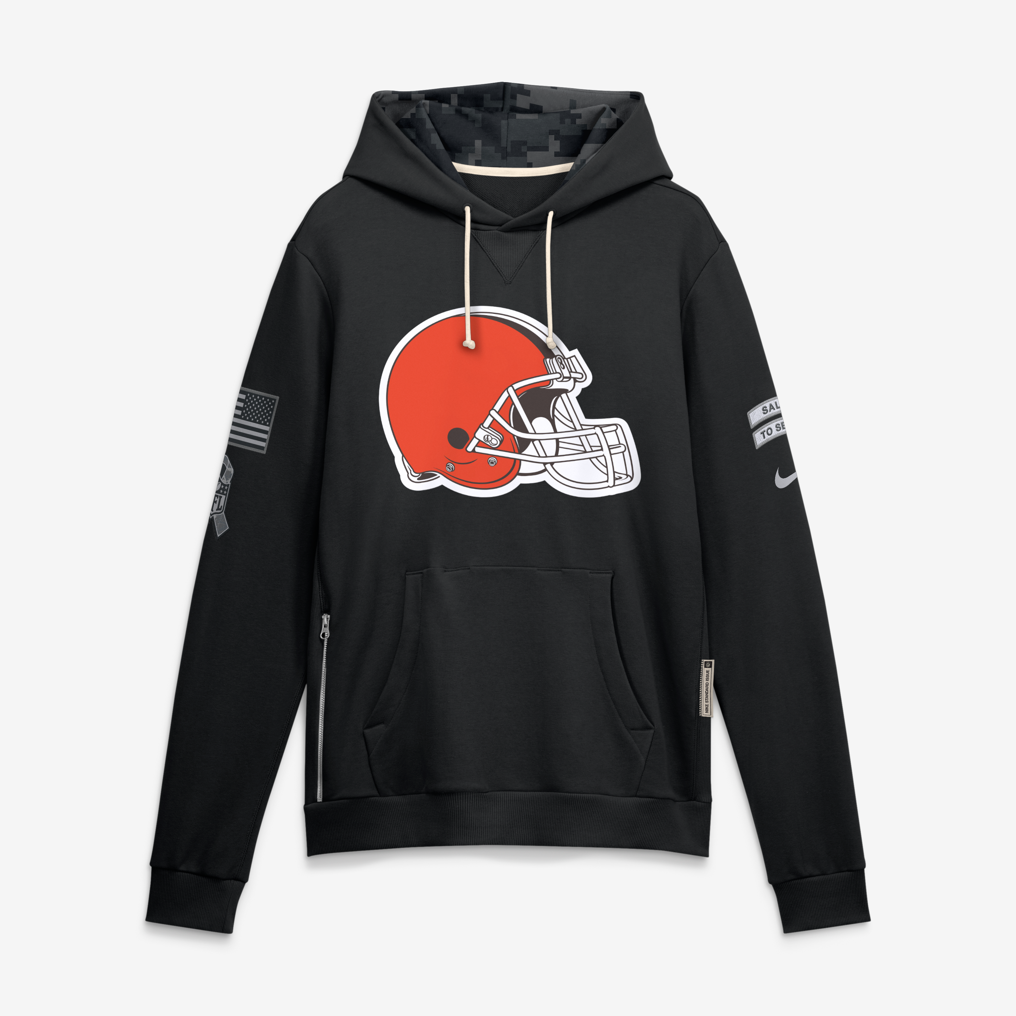 Sweat à capuche Nike noir Cleveland Browns 2026 Salute to Service Sideline Dri-FIT pour homme