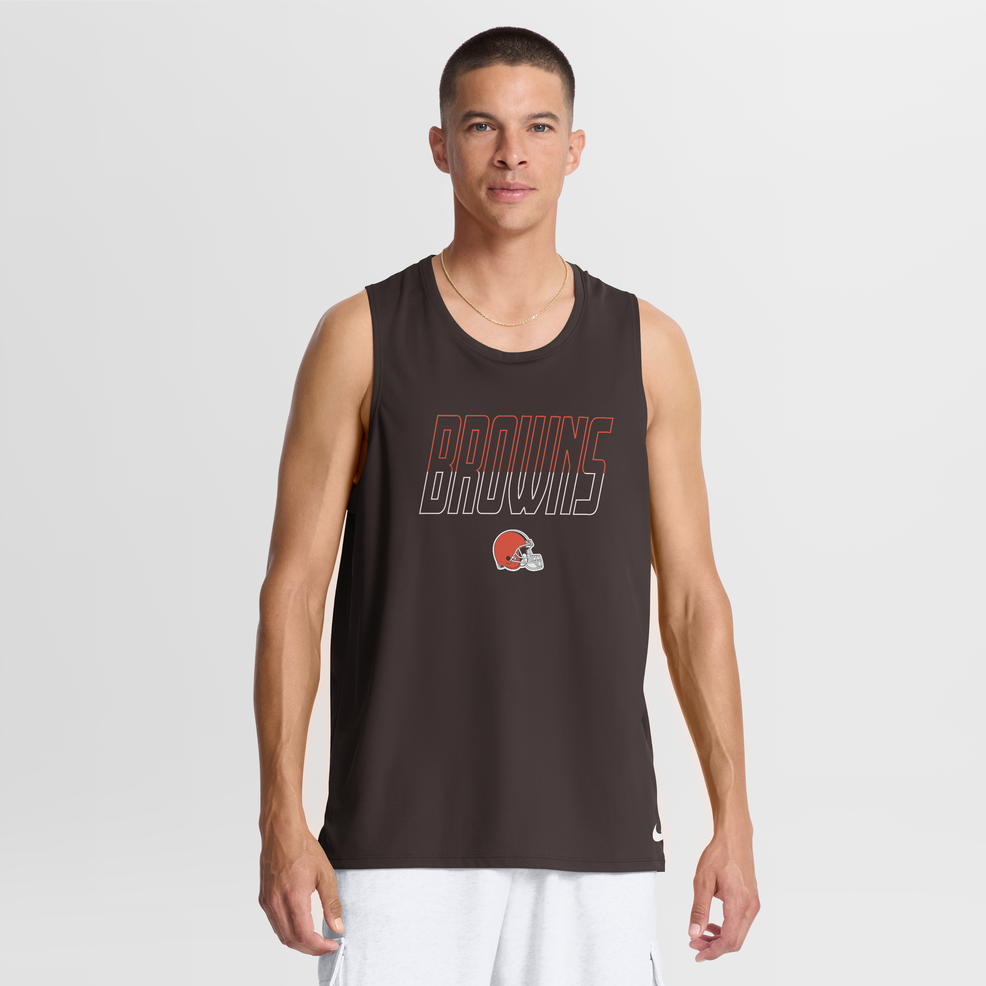 Men's Nike Brown Cleveland Browns Kickoff Miler Dri-FIT Tank Top