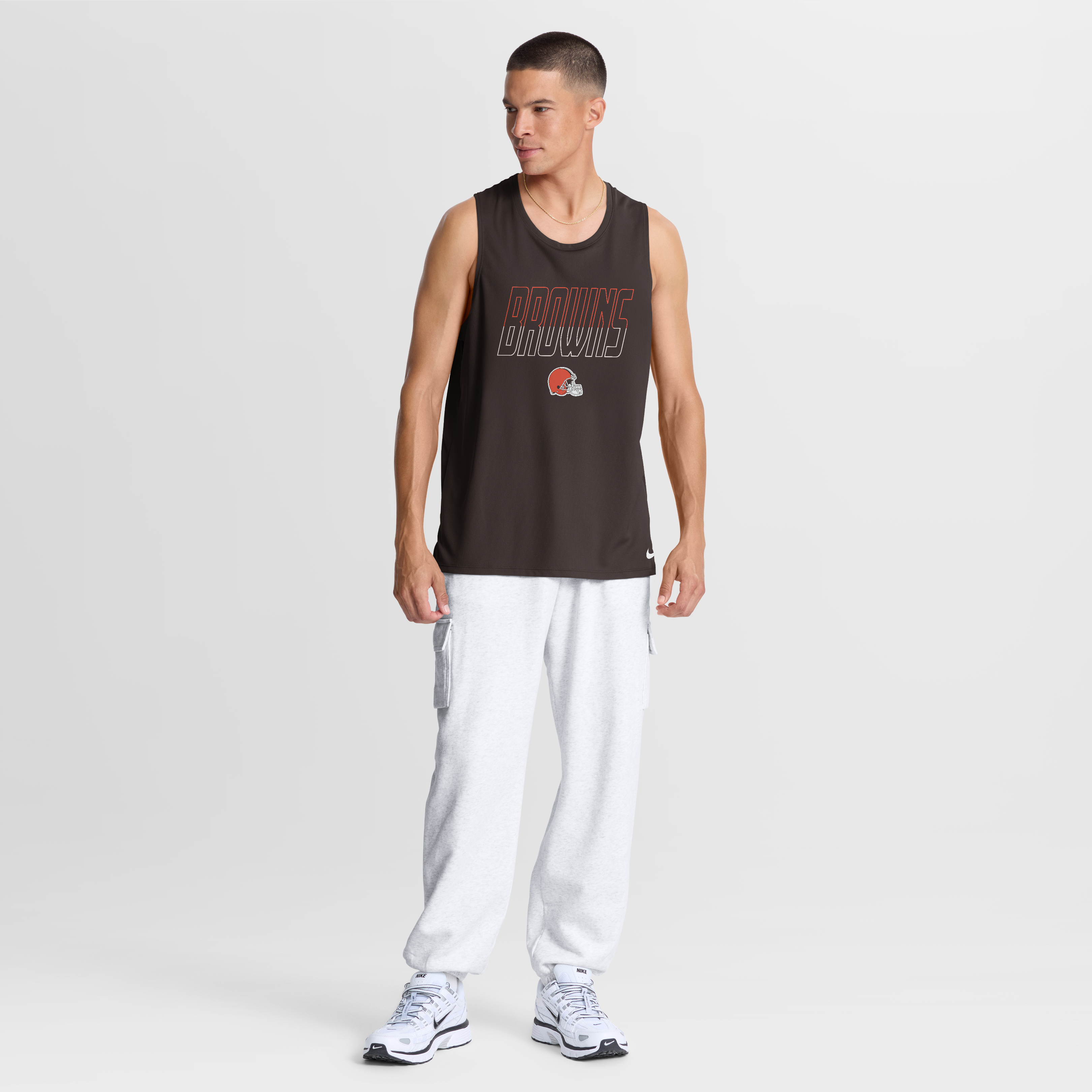Men's Nike Brown Cleveland Browns Kickoff Miler Dri-FIT Tank​ Top