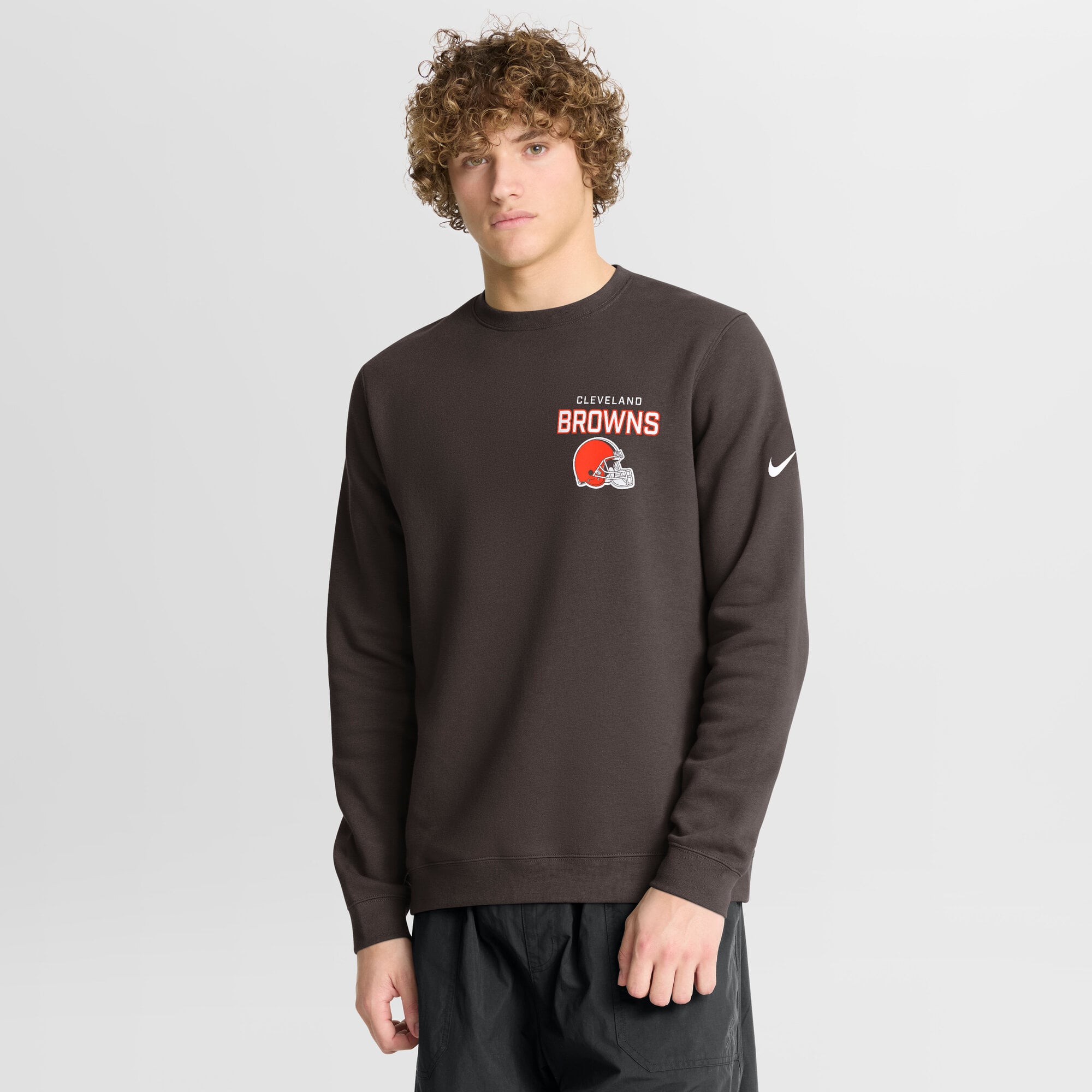 Men's Nike Brown Cleveland Browns Primetime Club Fleece Pullover Sweatshirt