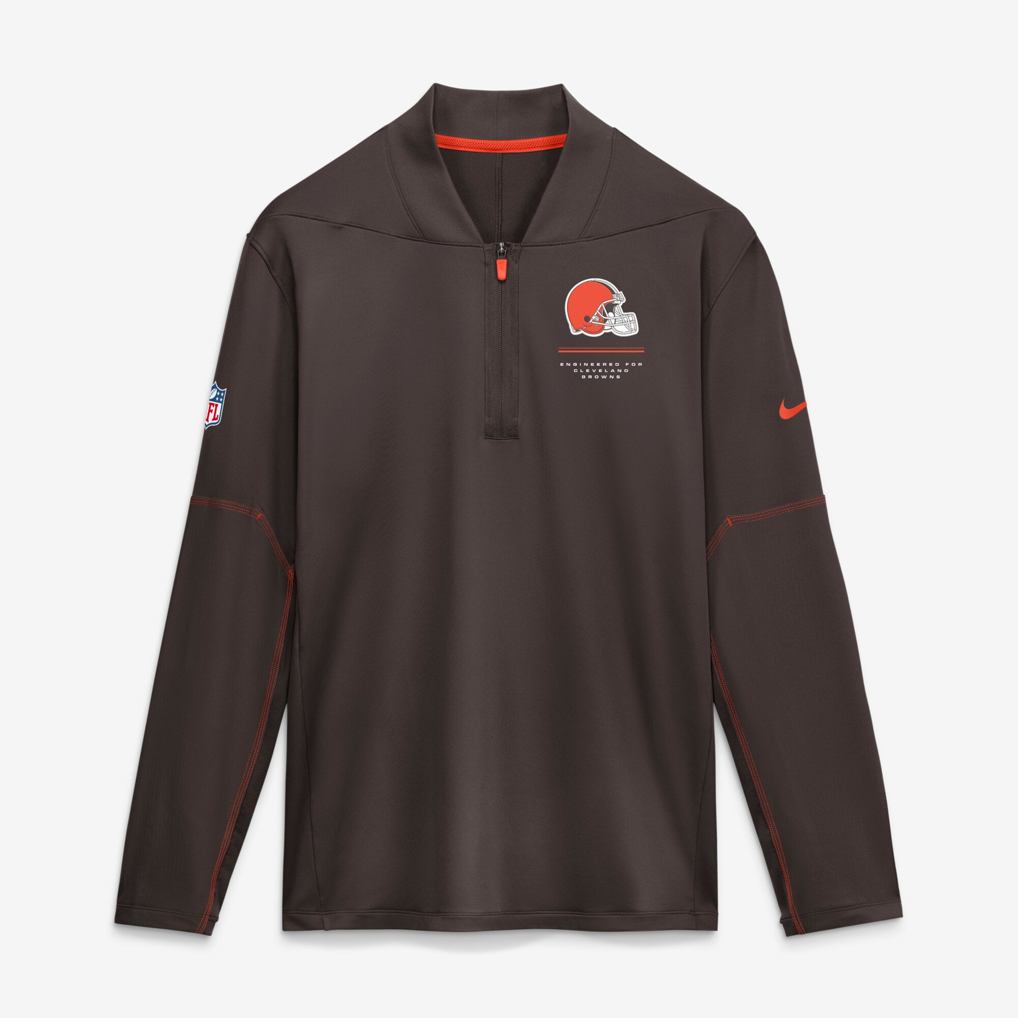 Men's Nike Brown Cleveland Browns Sideline Logo Glory Midweight Dri-FIT Half-Zip Pullover
