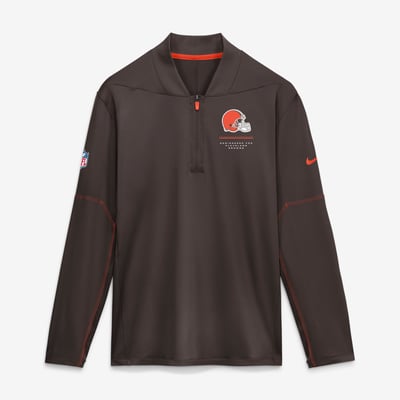 Cleveland Browns Nike Sideline Logo Glory Midweight Dri-FIT Half-Zip Pullover - Brown