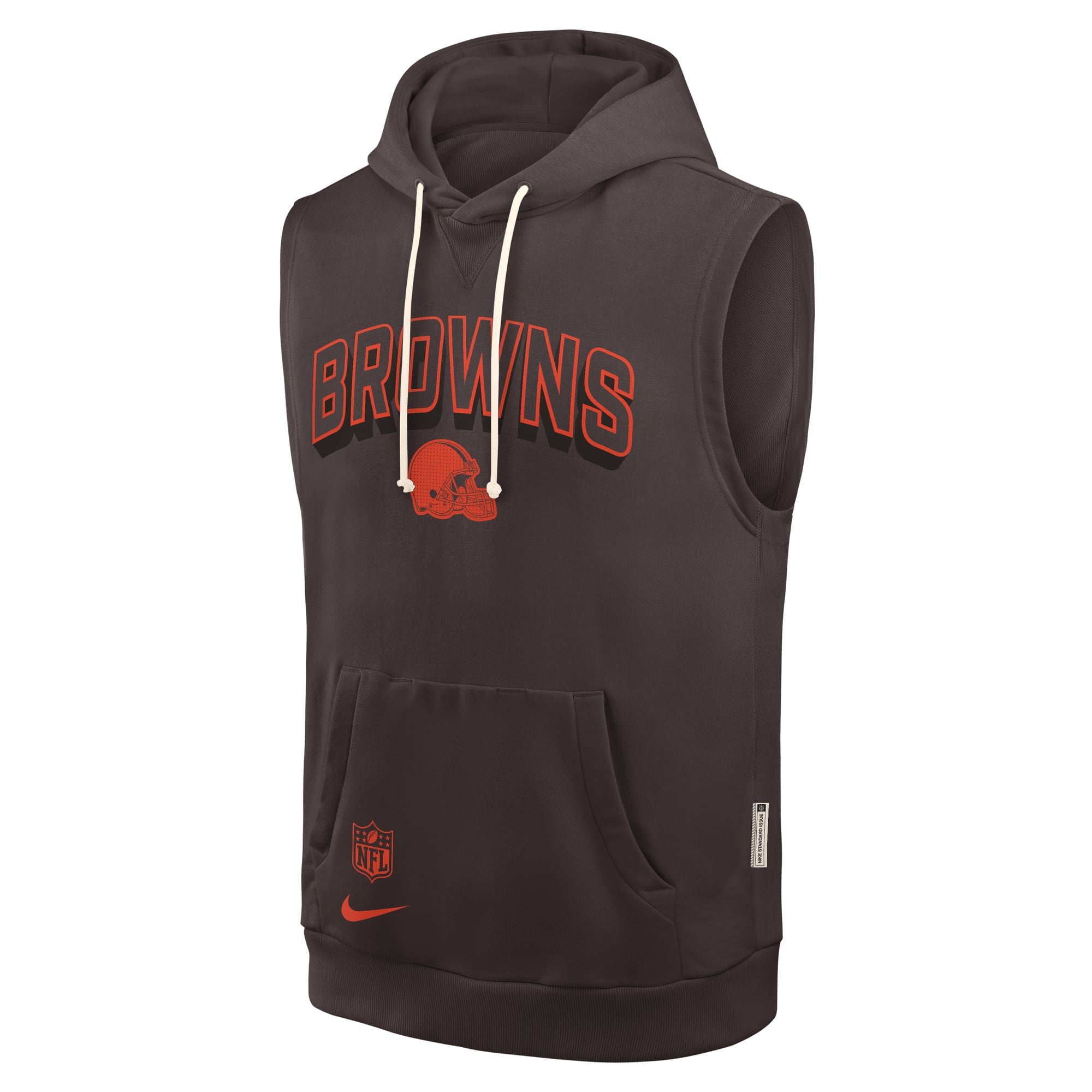 Sweat à capuche sans manches Nike Brown Cleveland Browns Sideline Standard Issue Dri-FIT pour homme