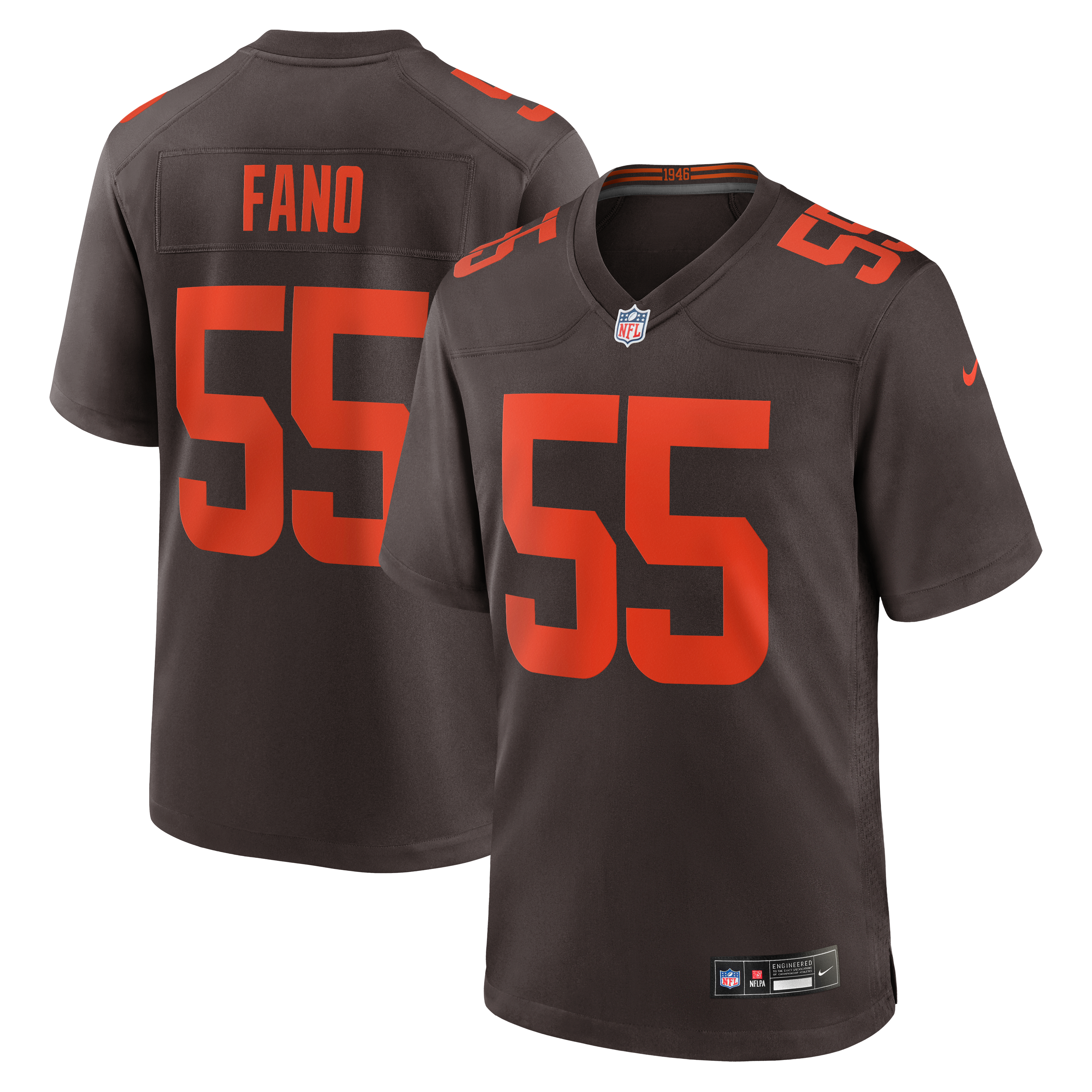 Maillot alternatif marron Nike Cleveland Browns Spencer Fano pour homme