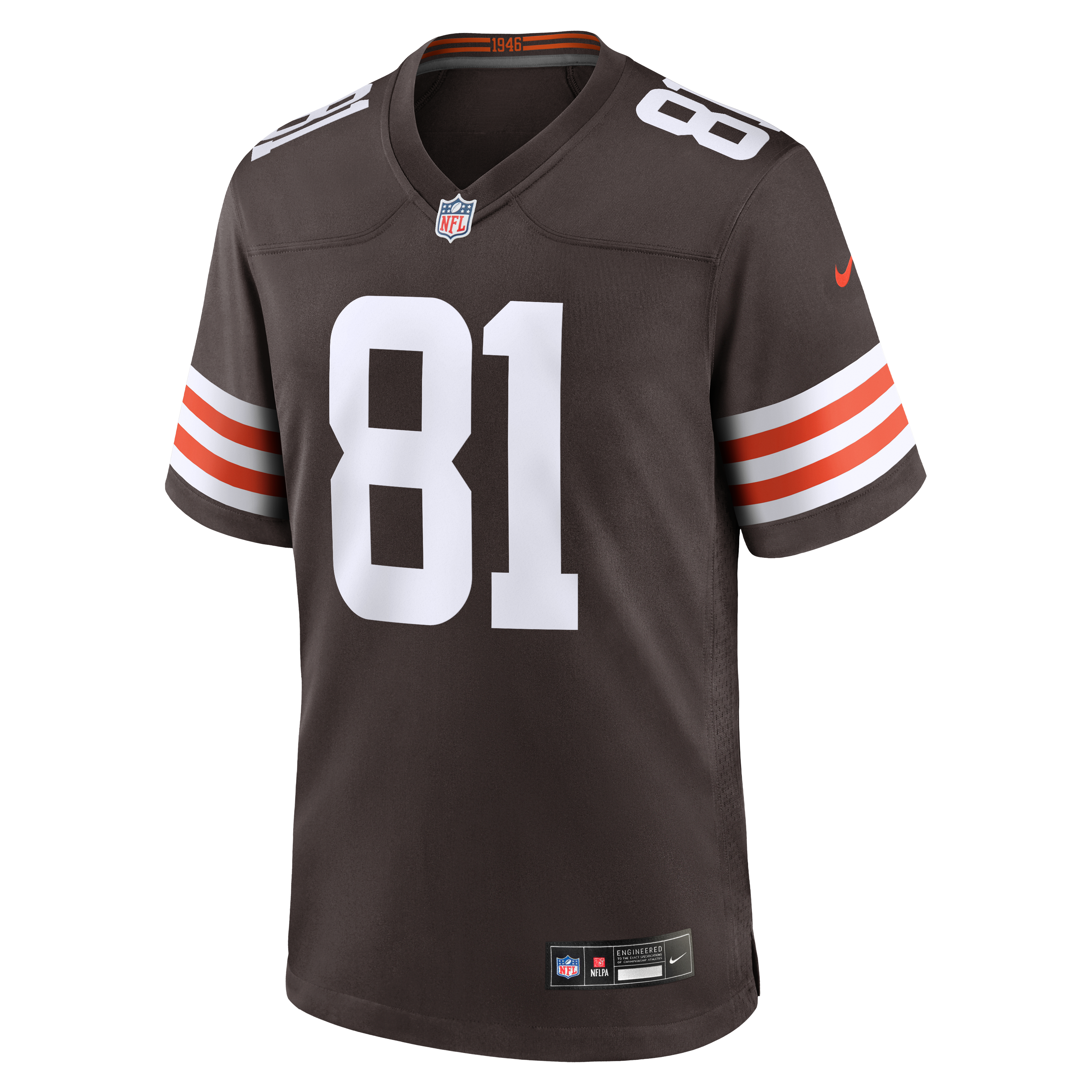 Maillot de match Nike Bub Means Brown pour homme, équipe des Cleveland Browns