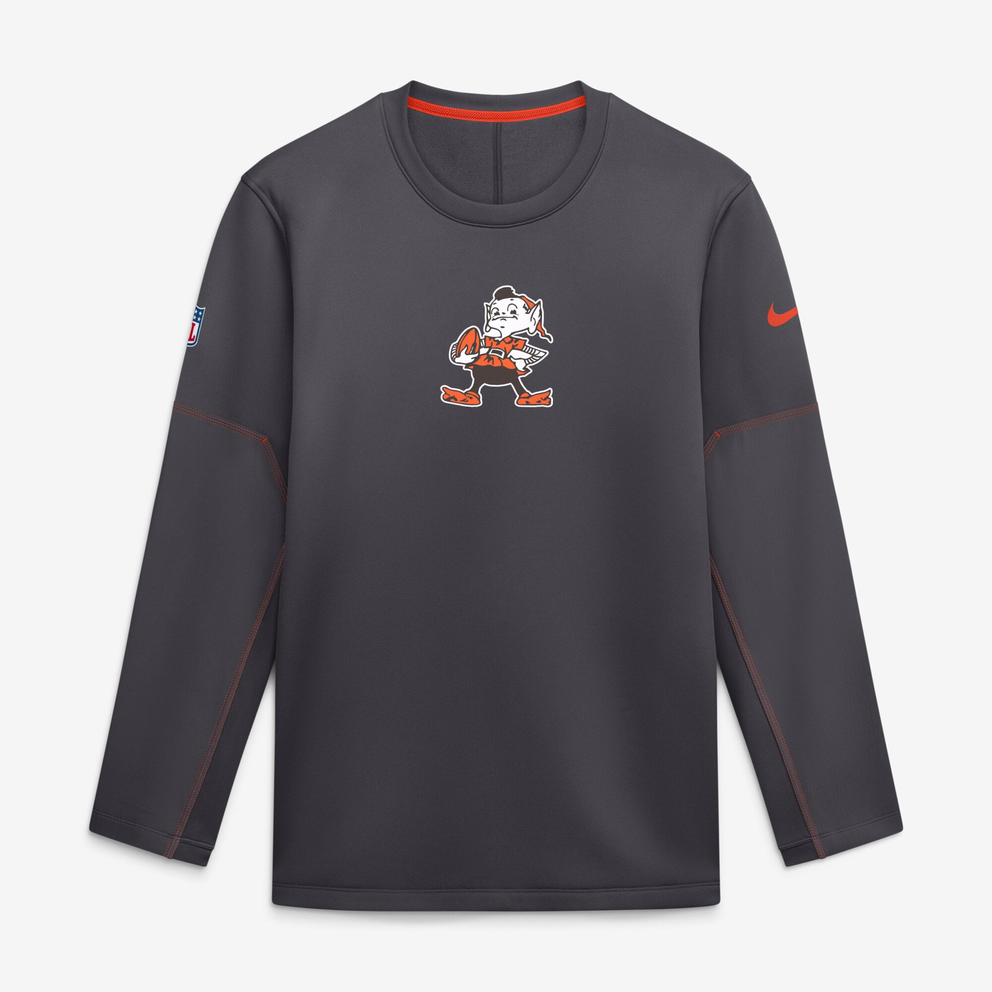 Men's Nike Charcoal Cleveland Browns Sideline Coaches Team Present Midweight Therma-FIT Sweatshirt