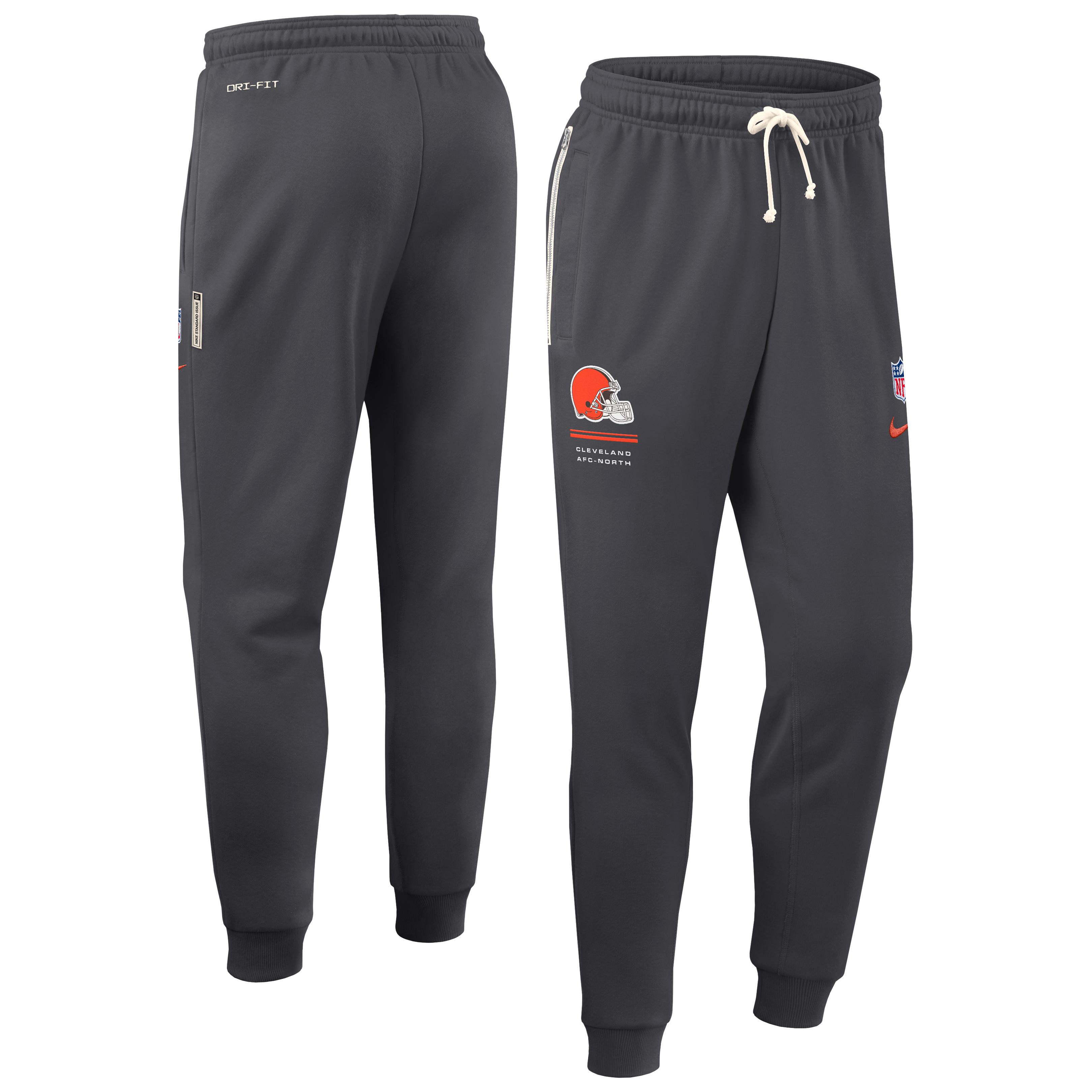 Men's Nike Charcoal Cleveland Browns Sideline Standard Issue Touchback Kick Dri-FIT Taper Pants