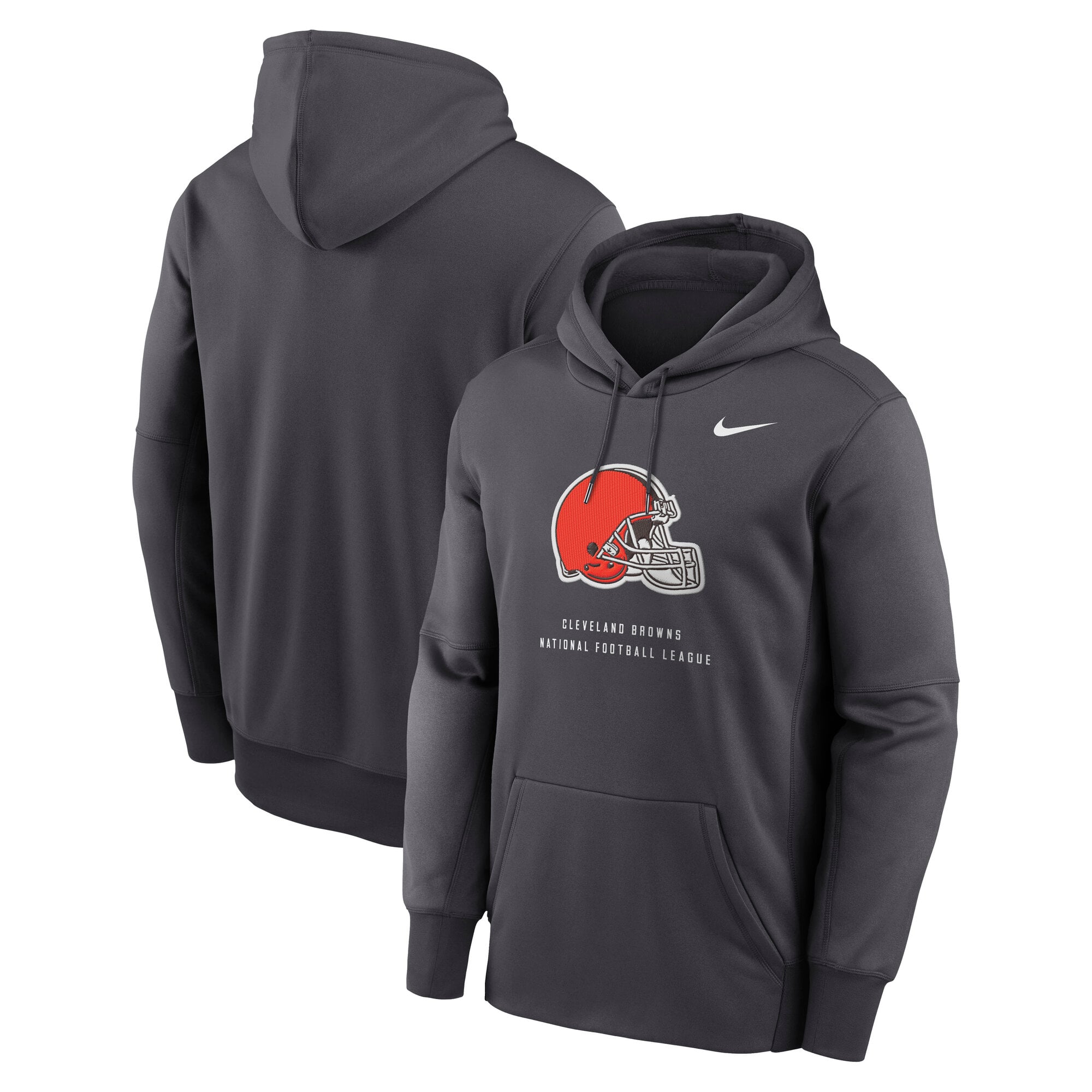 Men's Nike Charcoal Cleveland Browns Toss Sweep Therma-FIT Hoodie