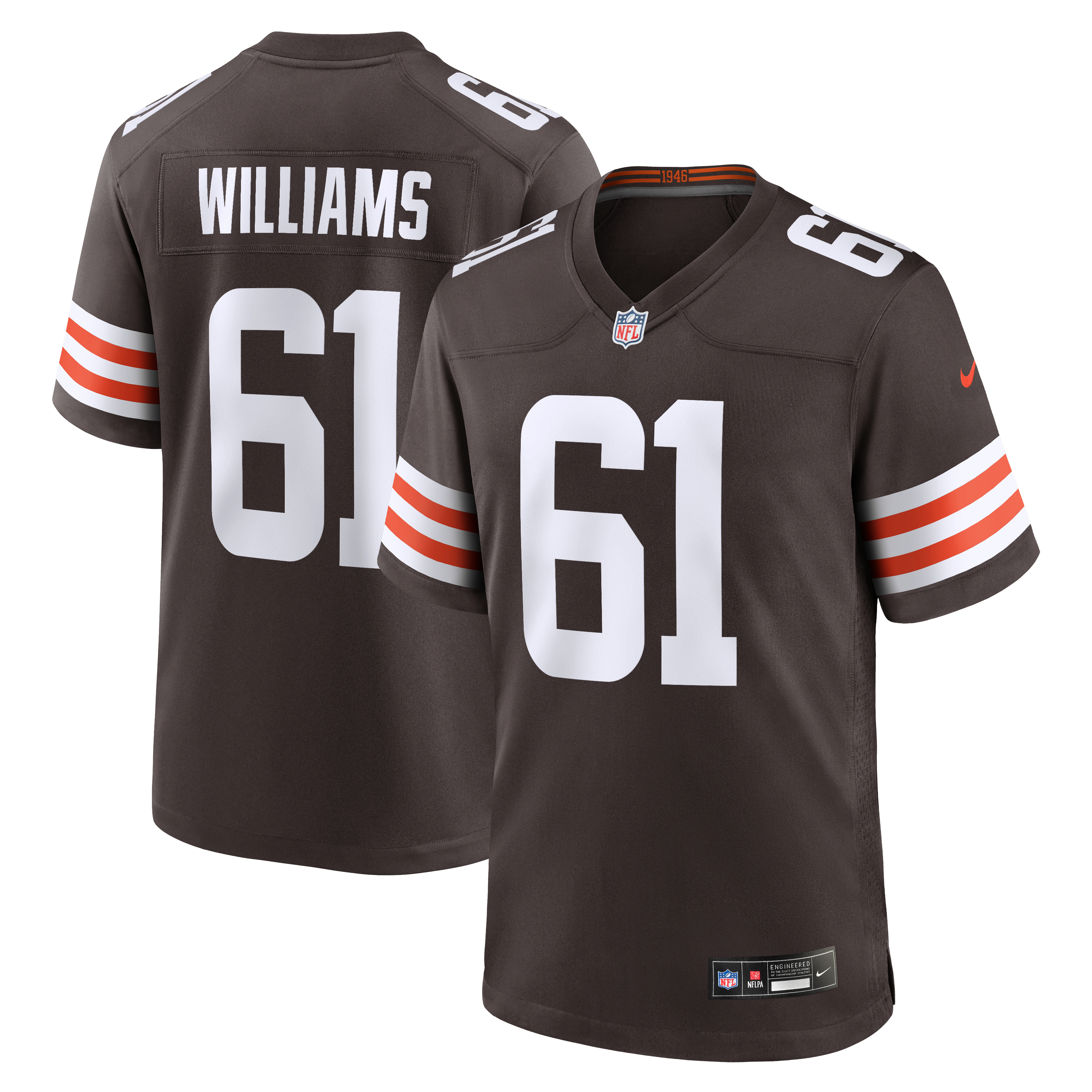 Maillot de match Nike Chris Williams Brown des Cleveland Browns pour homme