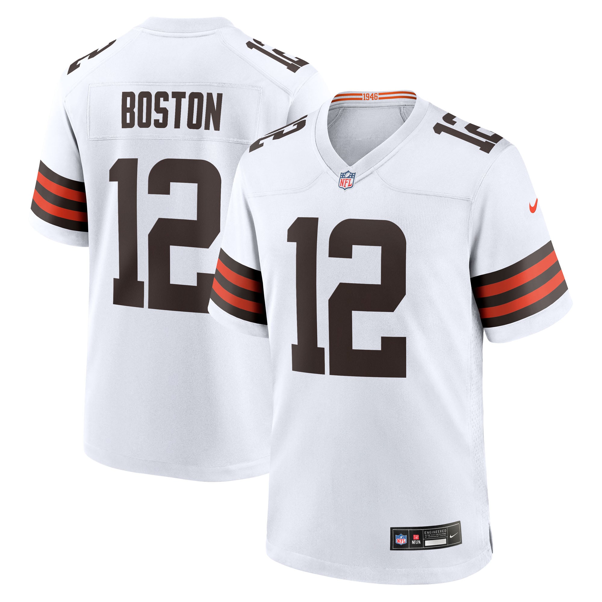 Maillot de match Nike Denzel Boston blanc des Cleveland Browns pour homme