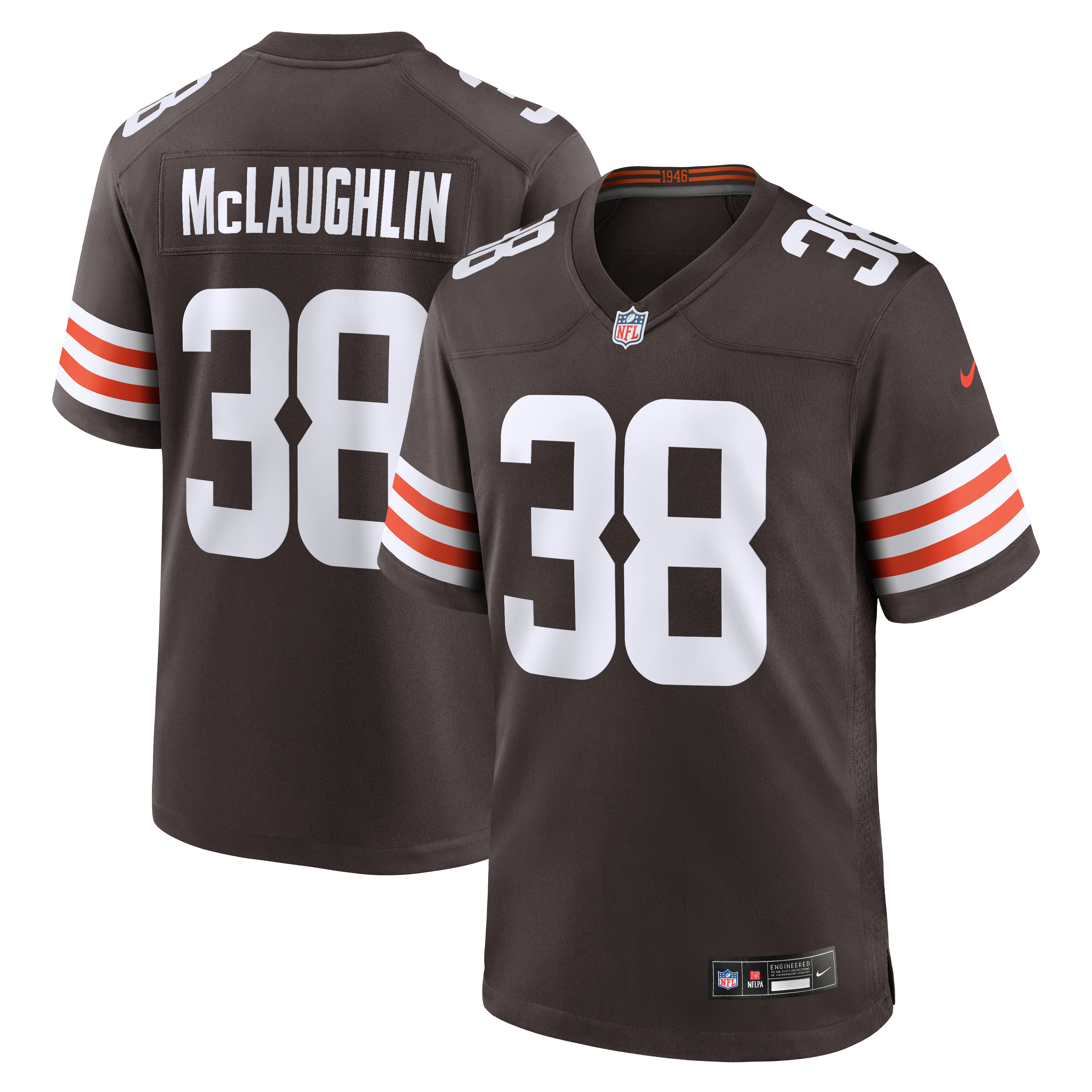 Maillot de match Nike pour homme Jaleel McLaughlin Brown des Cleveland Browns
