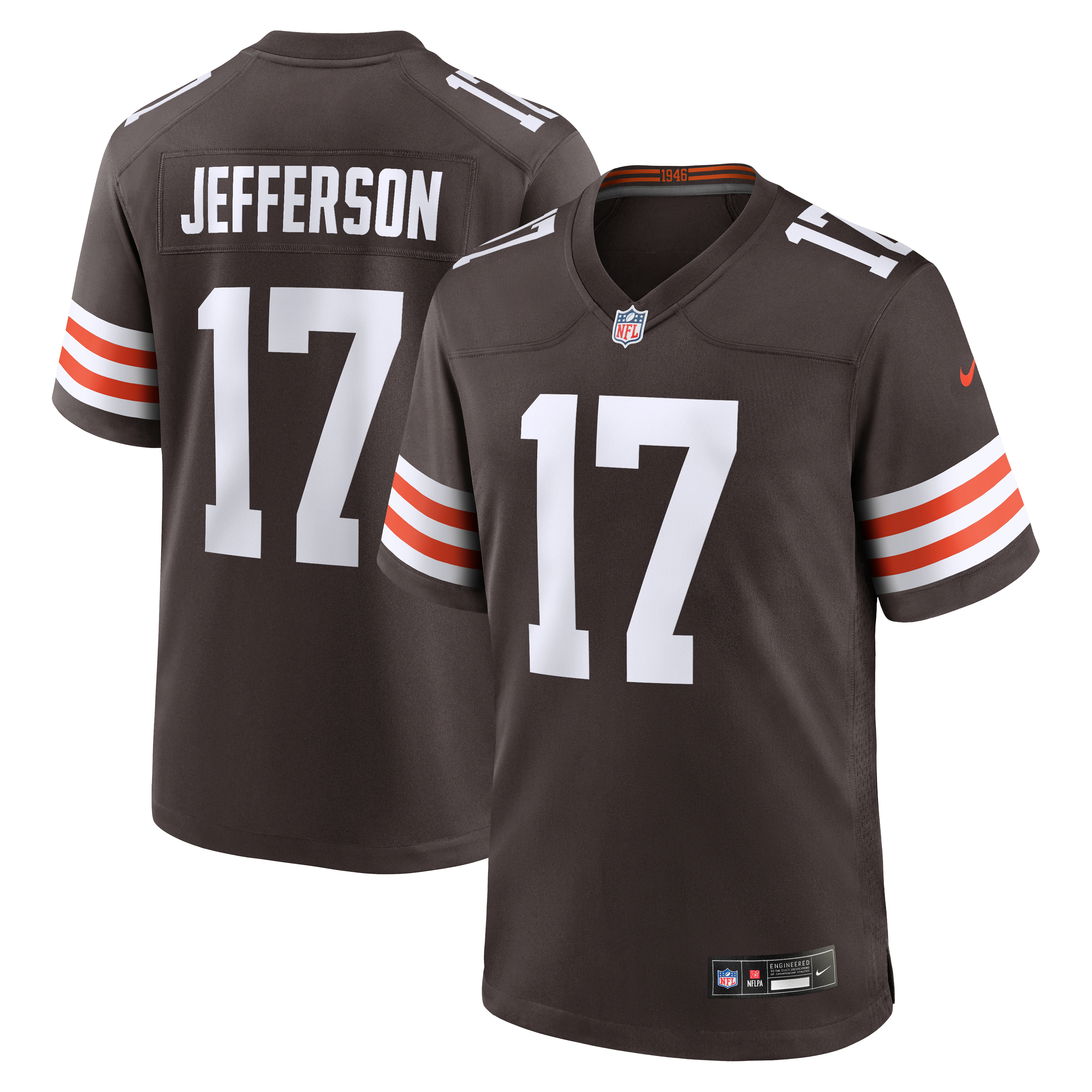 Maillot de match Nike Justin Jefferson Brown des Cleveland Browns pour homme