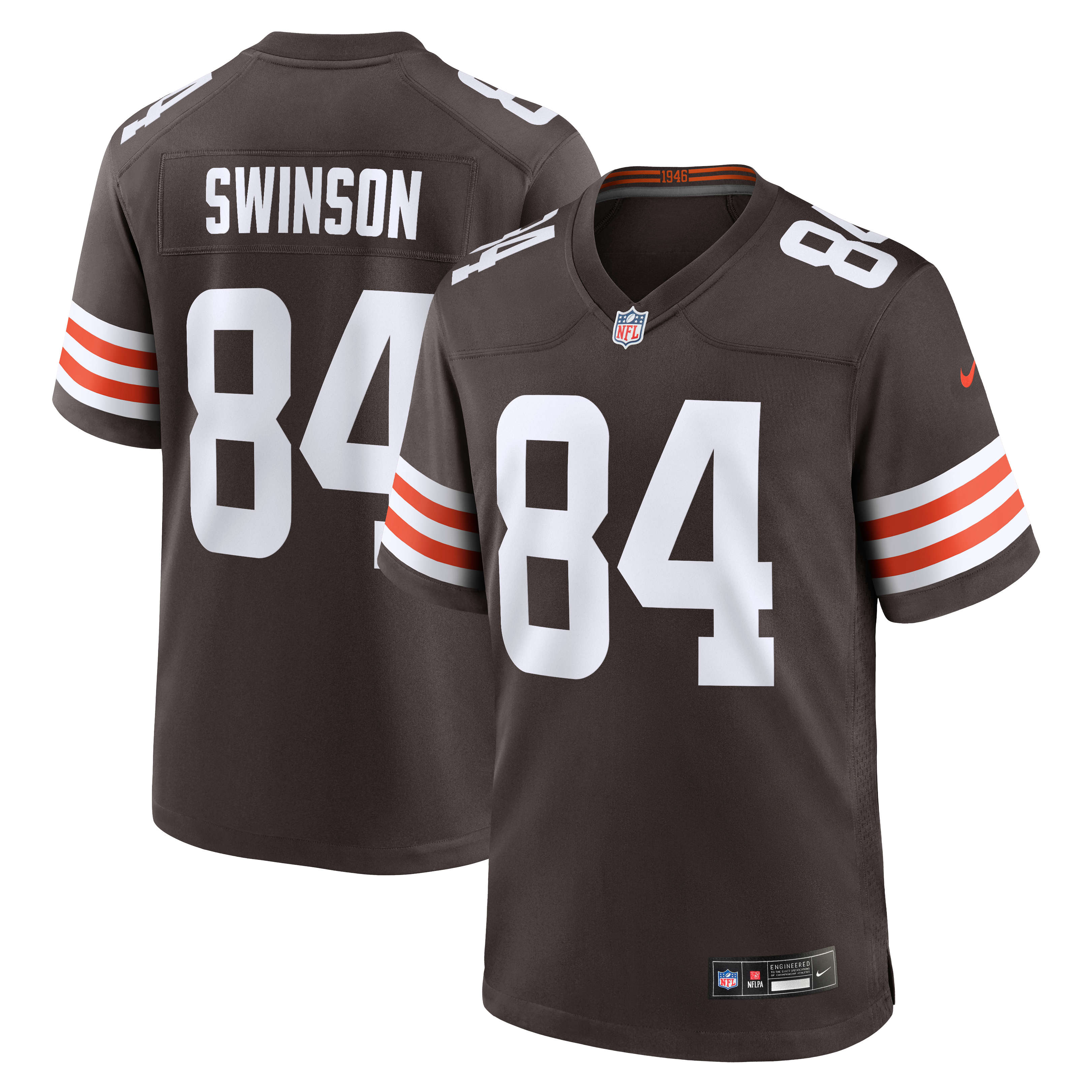 Maillot de match Nike Messiah Swinson marron des Cleveland Browns pour homme