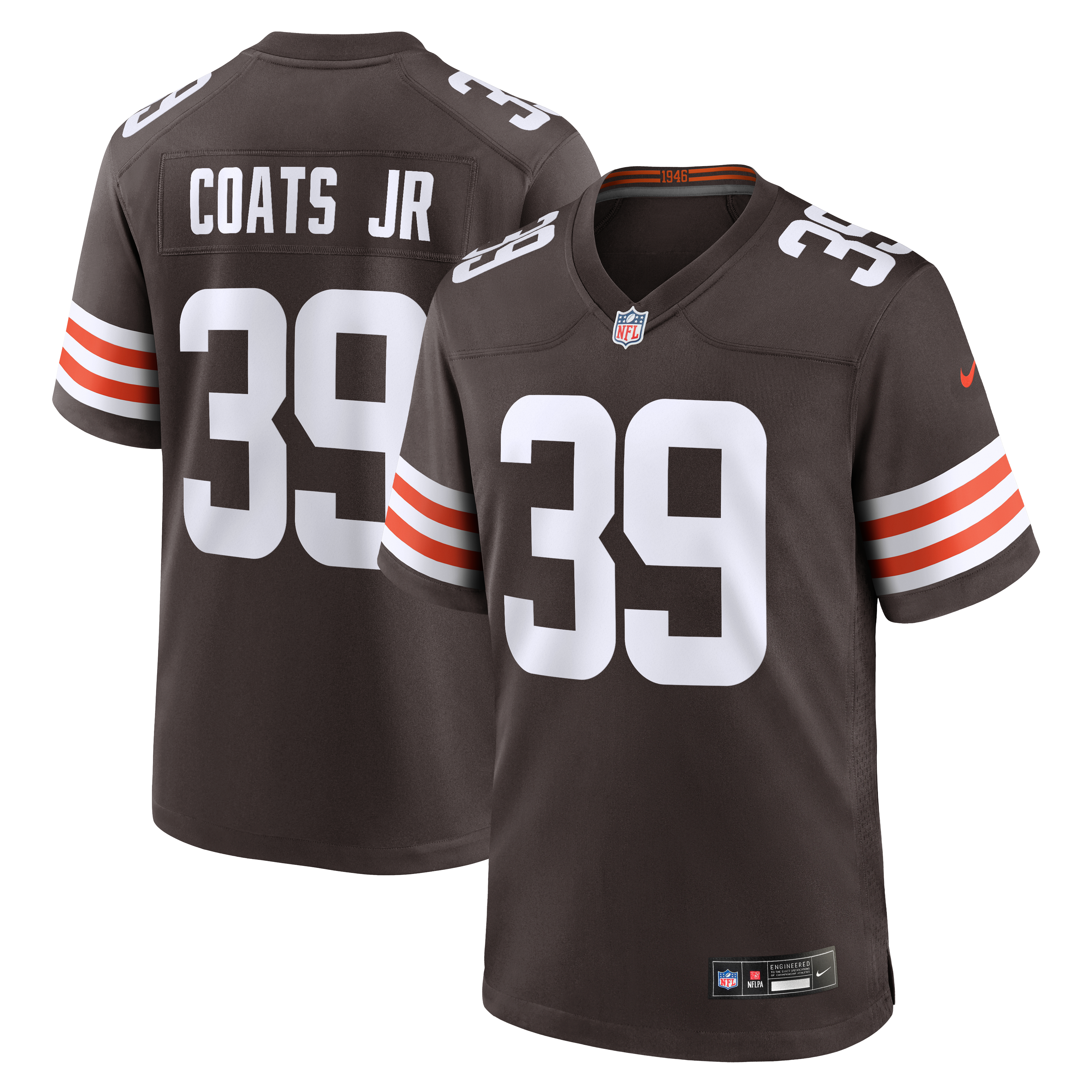 Maillot de match Nike Michael Coats Jr. marron des Cleveland Browns pour homme